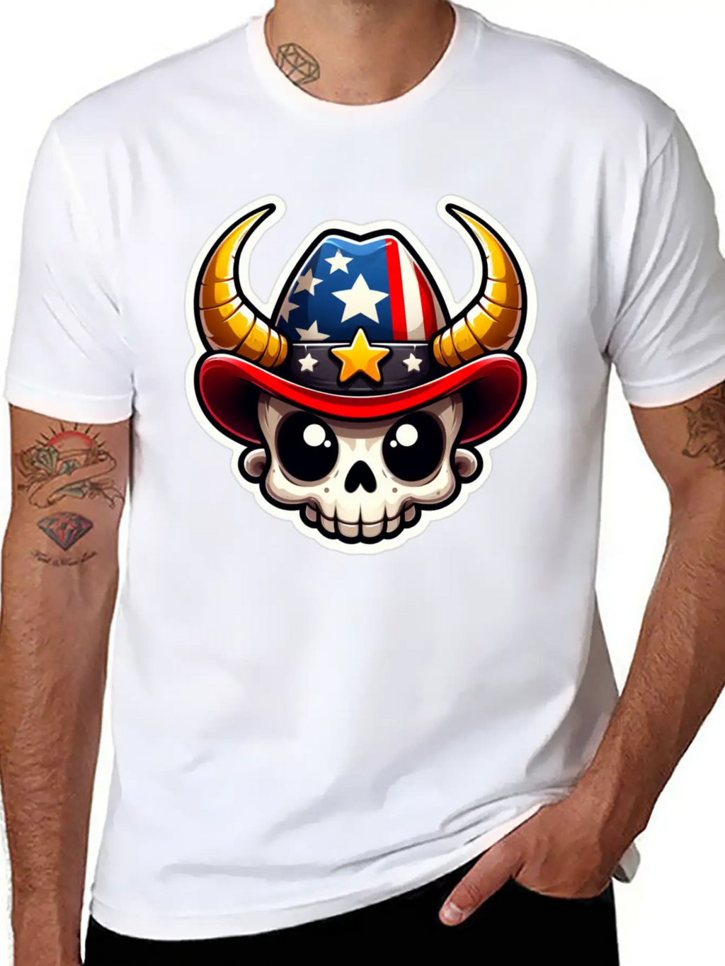American Cowboy: Horned Skull, Cowboy Carter Simple Everyday Graphic Tee – Lightweight Summer Wear