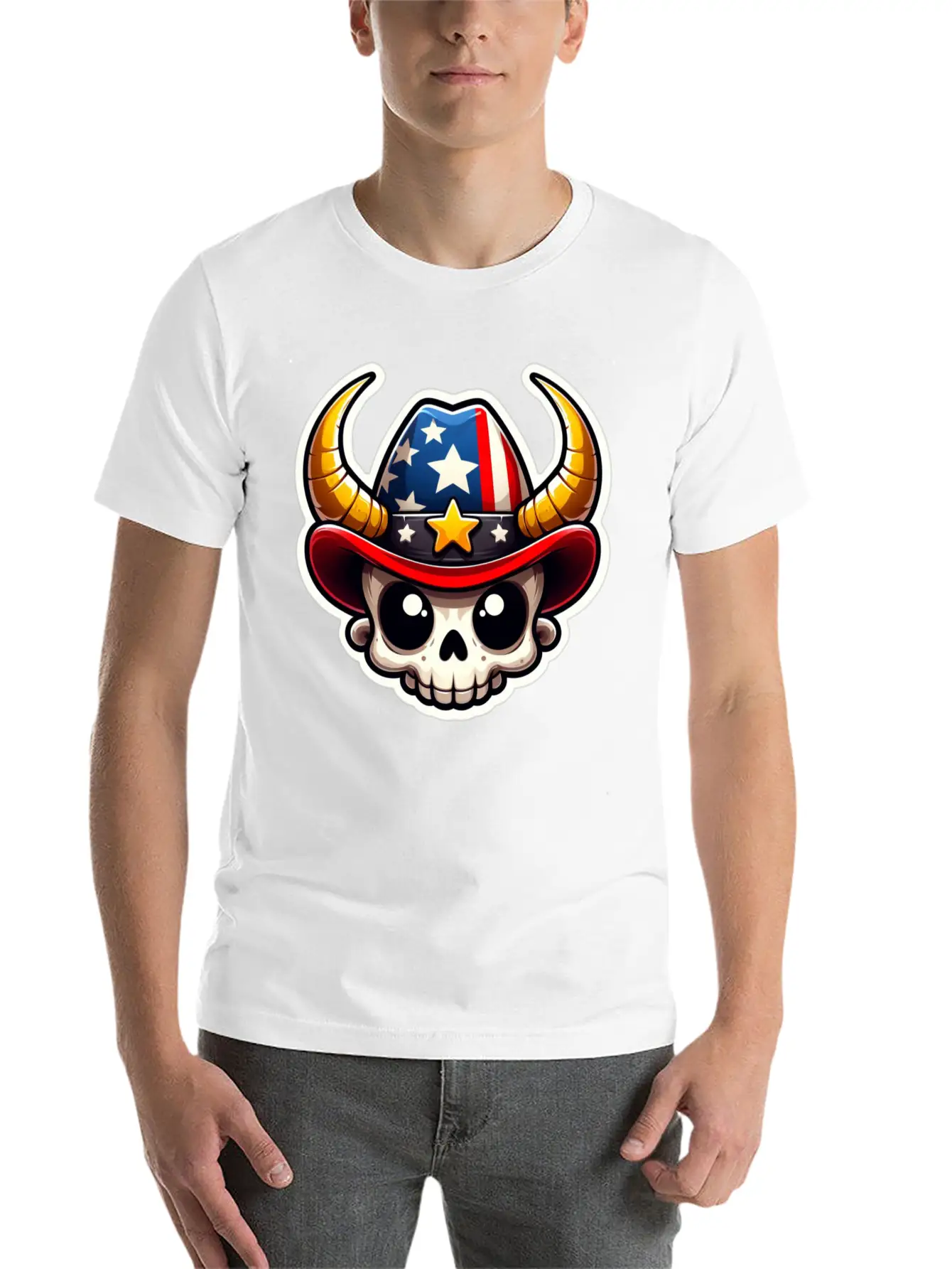 American Cowboy: Horned Skull, Cowboy Carter Simple Everyday Graphic Tee – Lightweight Summer Wear
