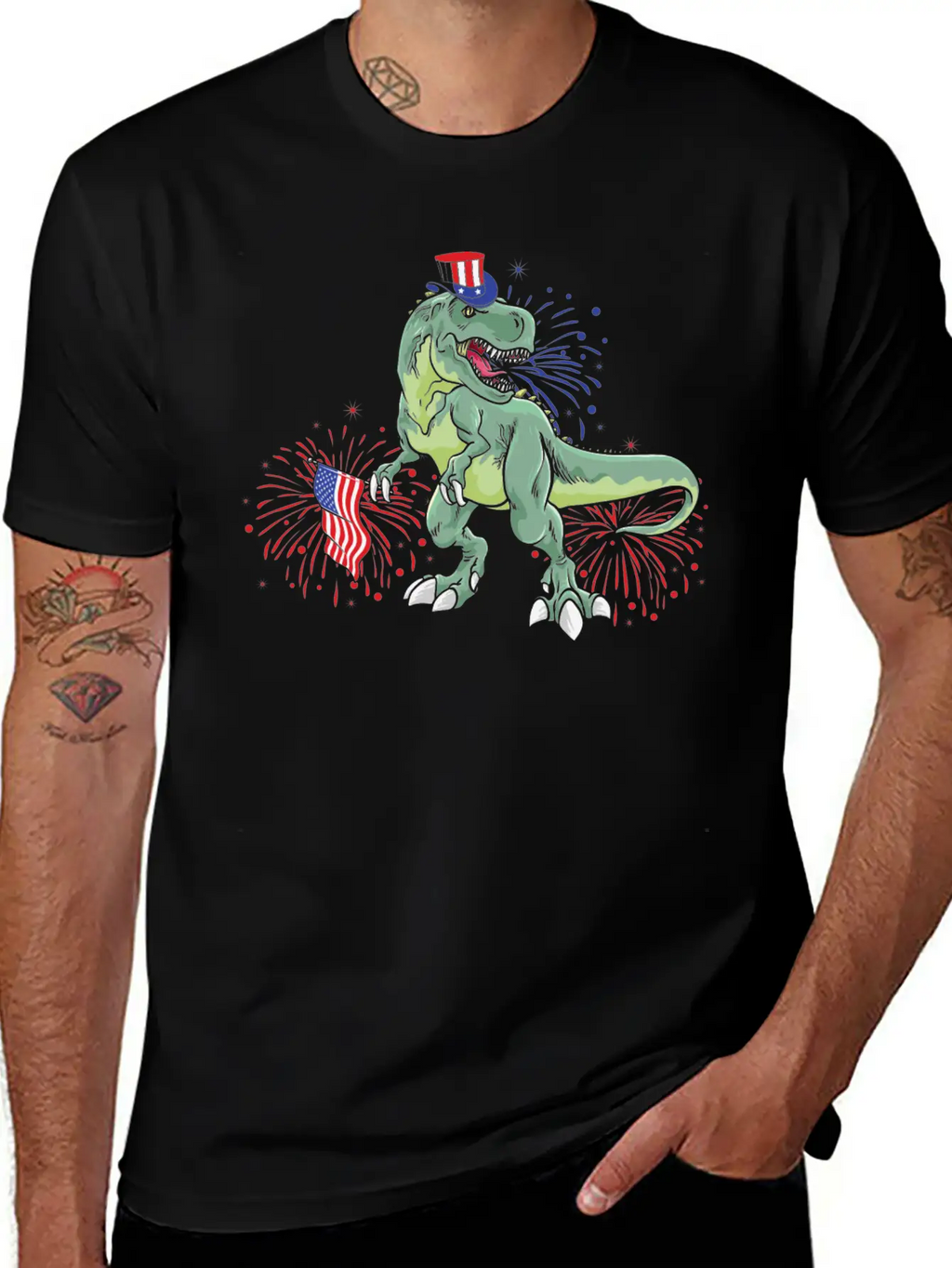 American Dinosaur T.Rex - Gift Idea For USA Lovers Timeless Short Sleeve Tee – Comfy And Minimalist Design