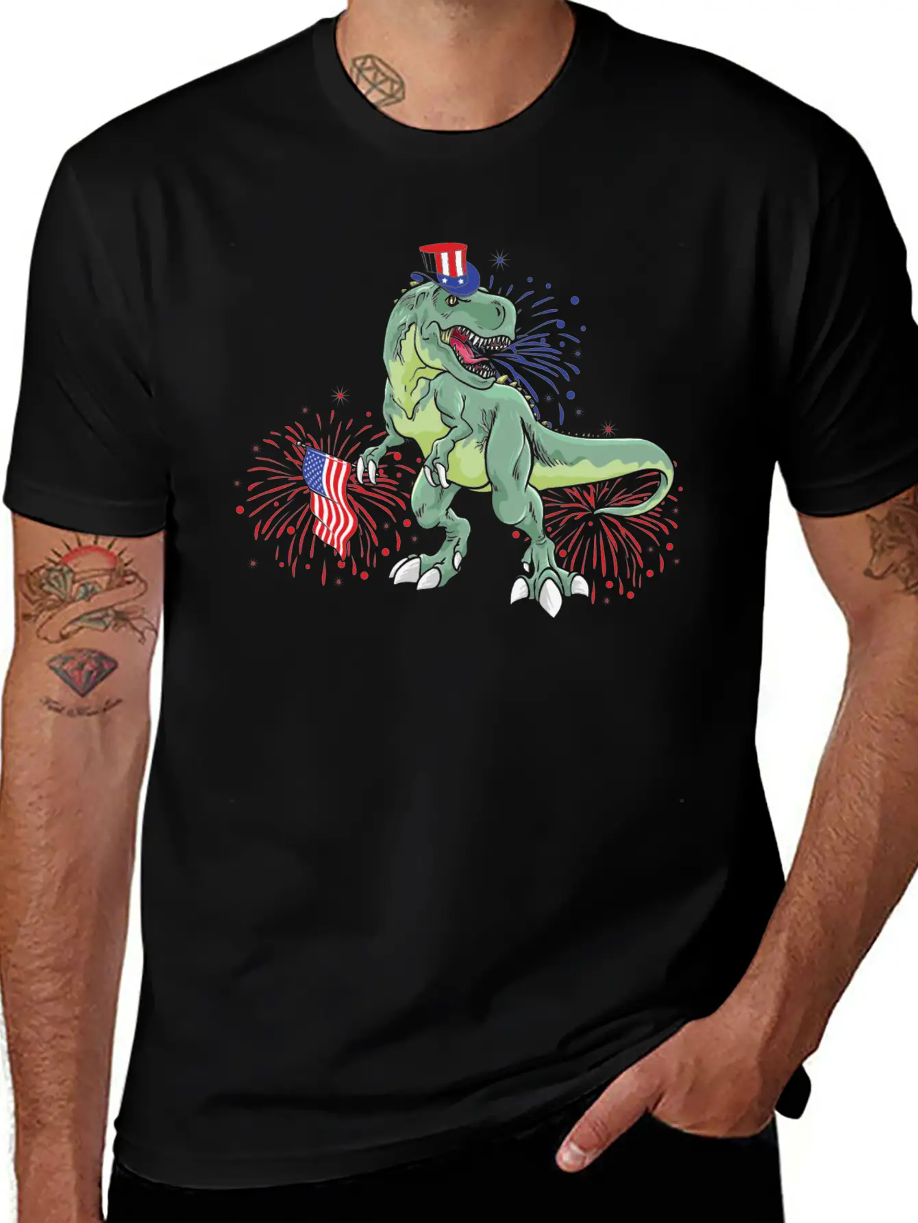 American Dinosaur T.Rex - Gift Idea For USA Lovers Timeless Short Sleeve Tee – Comfy And Minimalist Design