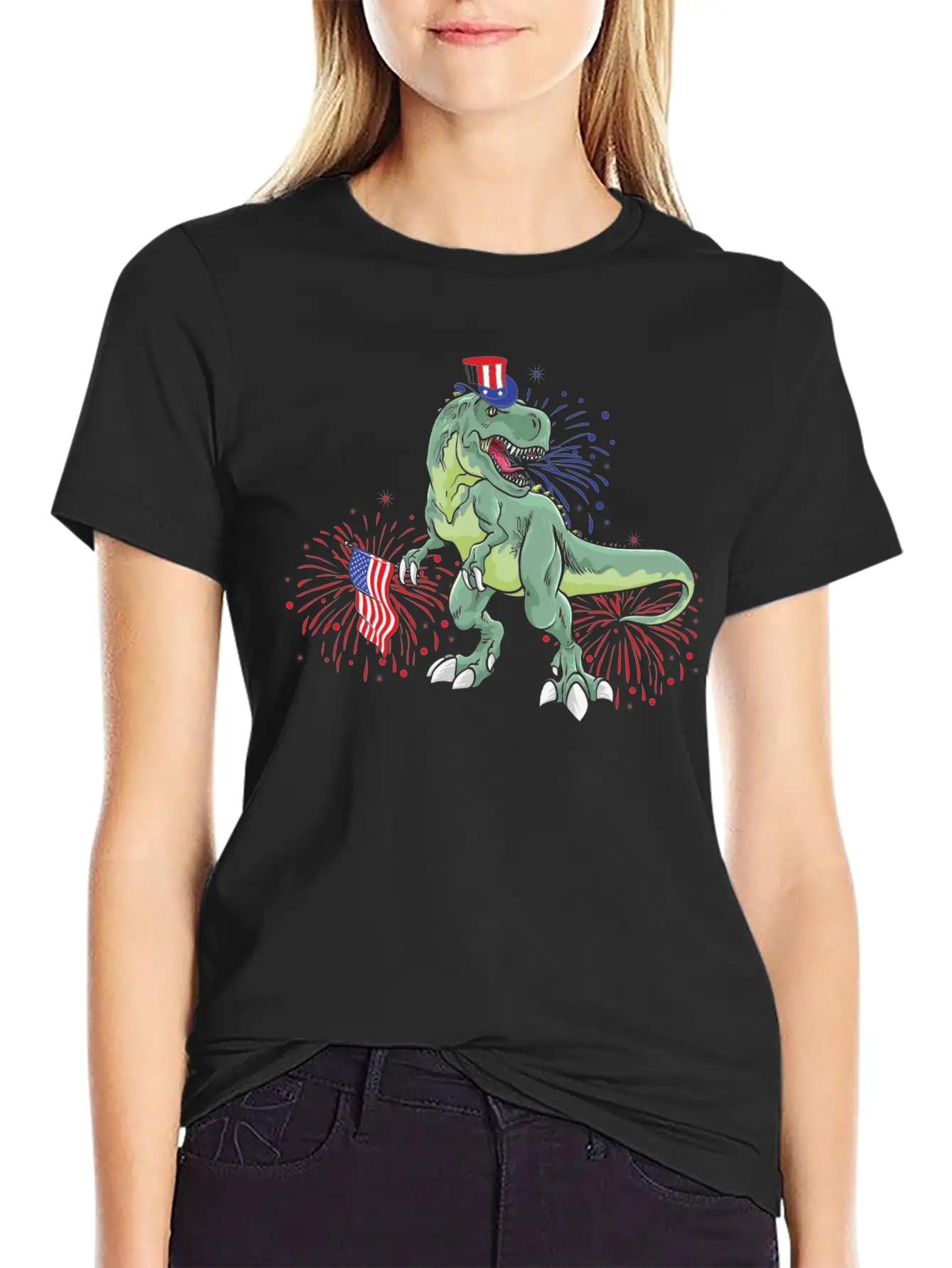 American Dinosaur T.Rex - Gift Idea For USA Lovers Timeless Short Sleeve Tee – Comfy And Minimalist Design