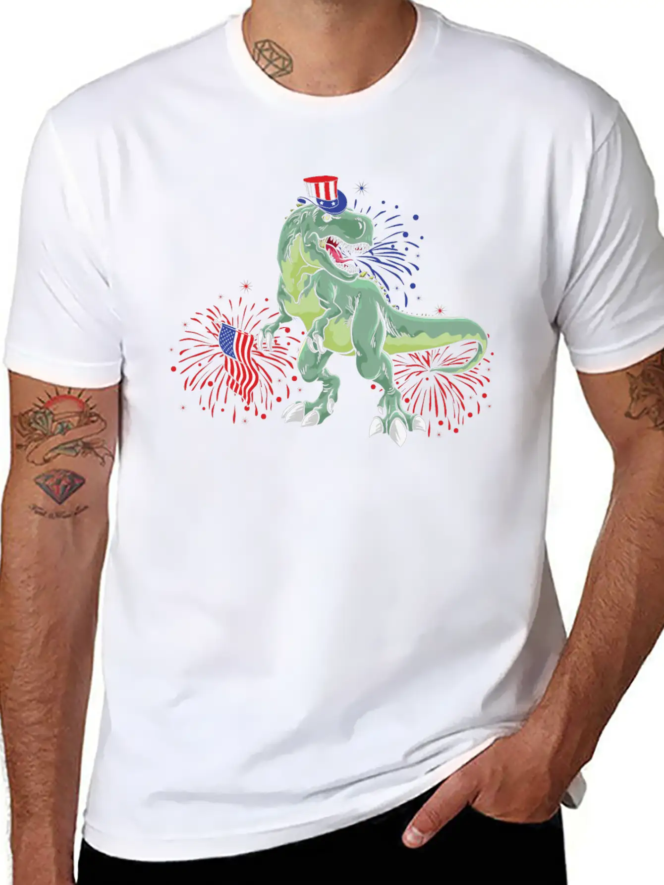 American Dinosaur T.Rex - Gift Idea For USA Lovers Timeless Short Sleeve Tee – Comfy And Minimalist Design