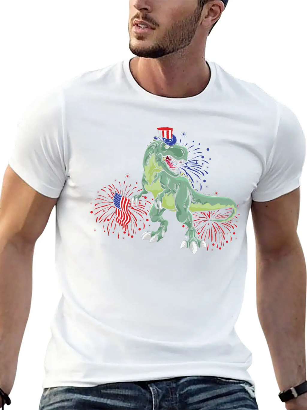 American Dinosaur T.Rex - Gift Idea For USA Lovers Timeless Short Sleeve Tee – Comfy And Minimalist Design