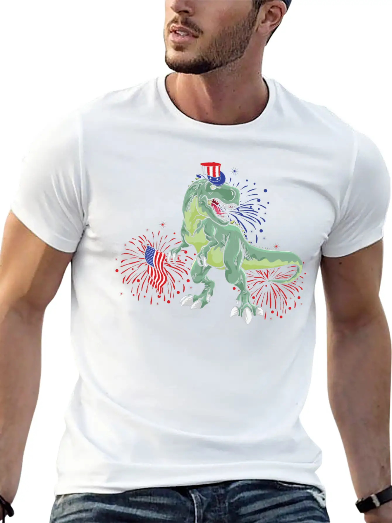 American Dinosaur T.Rex - Gift Idea For USA Lovers Timeless Short Sleeve Tee – Comfy And Minimalist Design