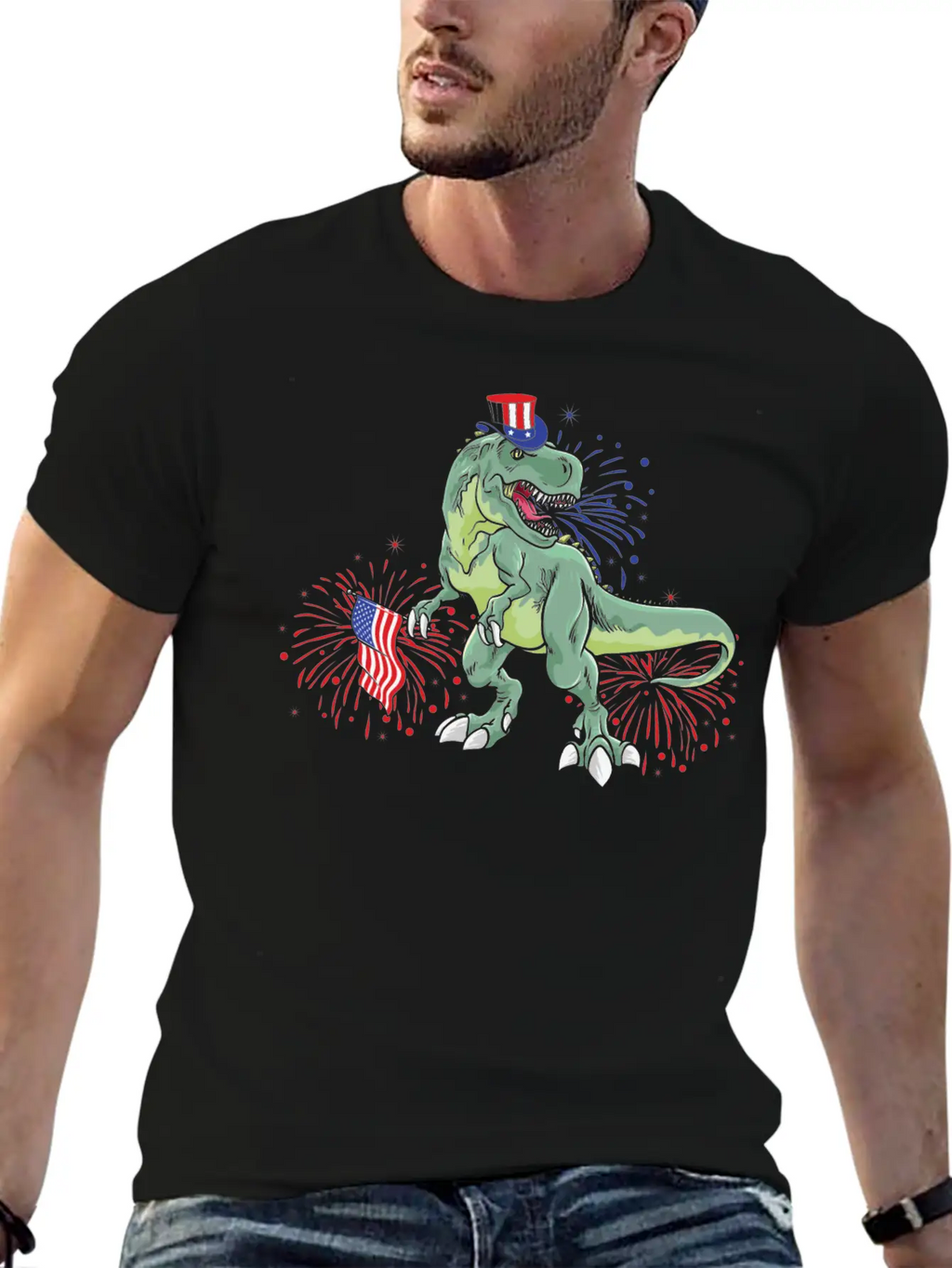 American Dinosaur T.Rex - Gift Idea For USA Lovers Timeless Short Sleeve Tee – Comfy And Minimalist Design