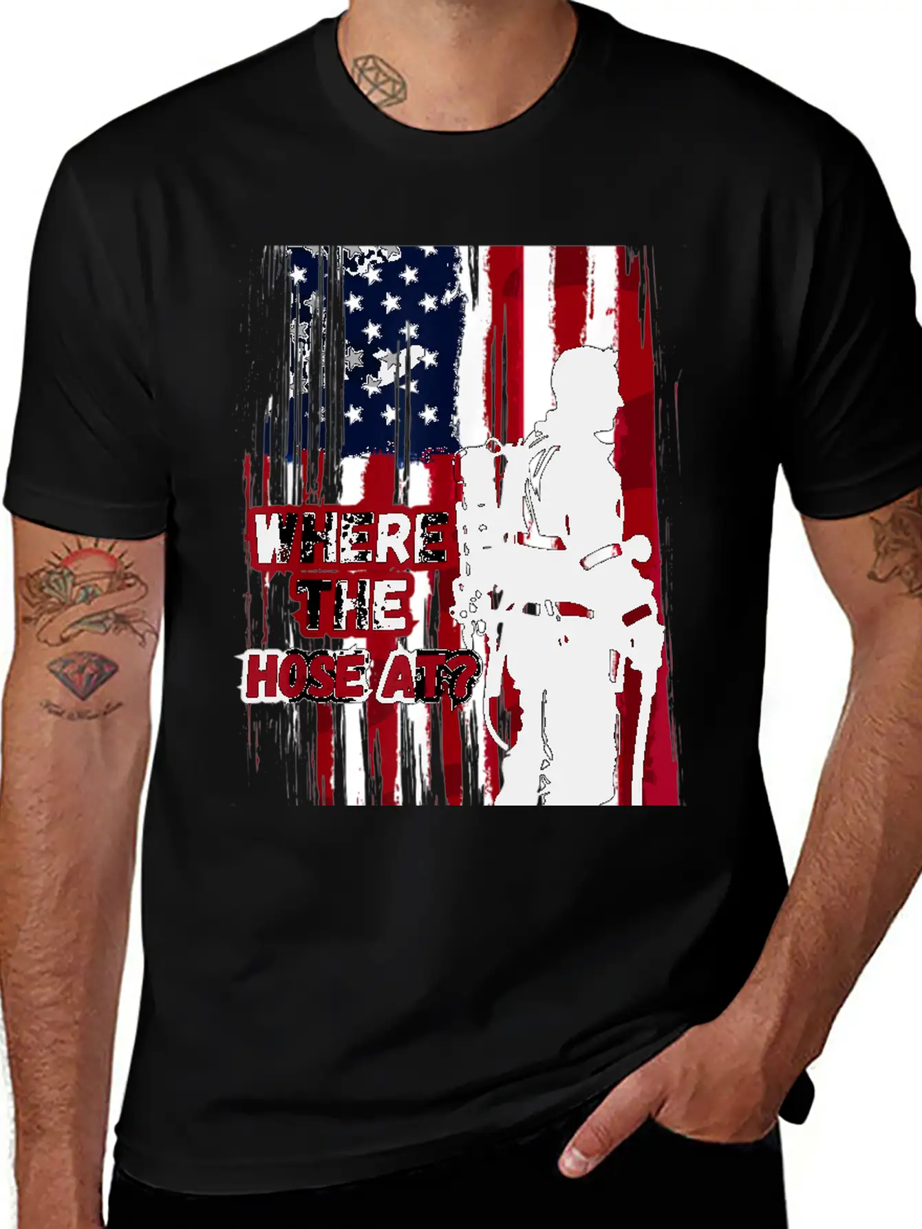 American Firefighter Where Hose Breathable Graphic T-Shirt – Perfect For Casual Days