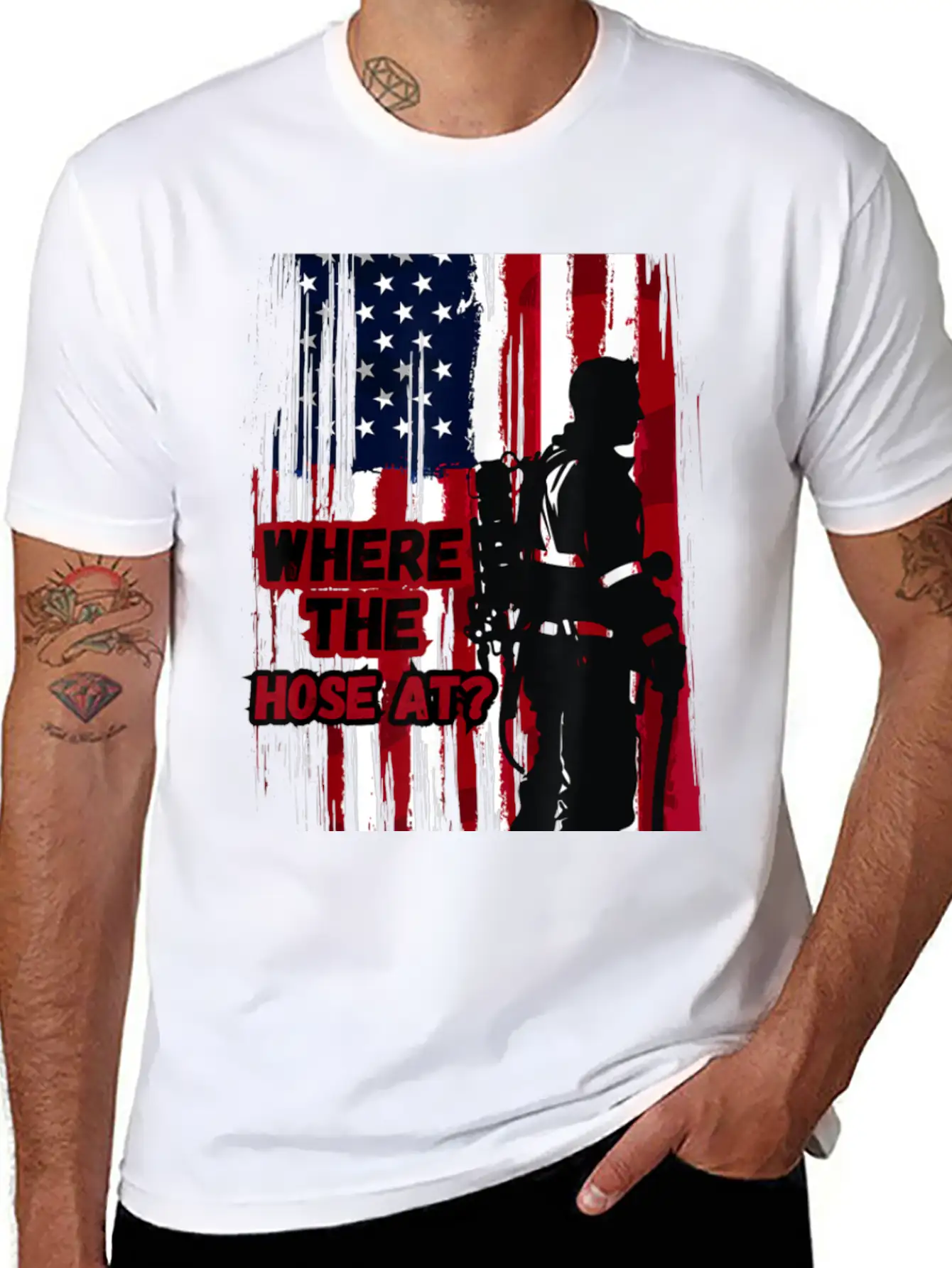American Firefighter Where Hose Breathable Graphic T-Shirt – Perfect For Casual Days