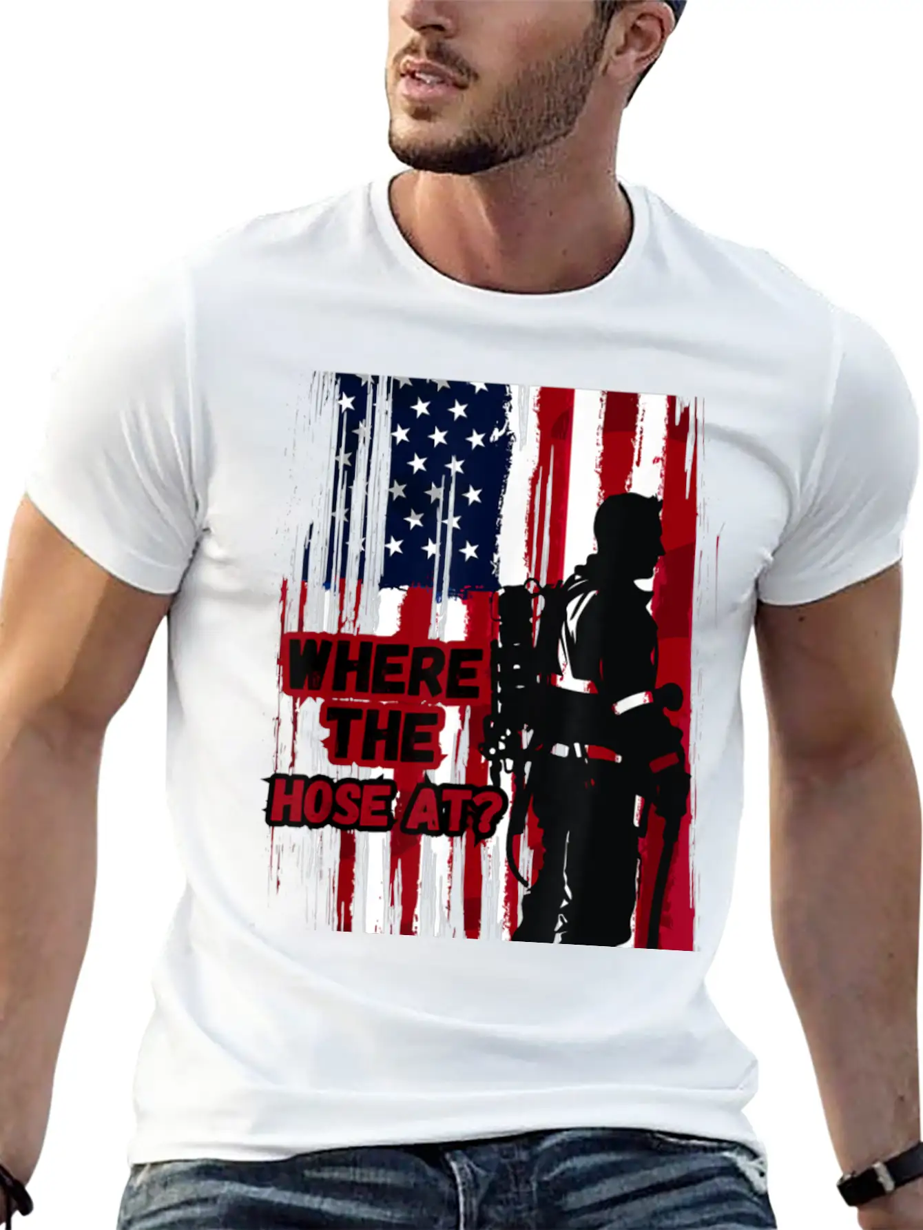American Firefighter Where Hose Breathable Graphic T-Shirt – Perfect For Casual Days