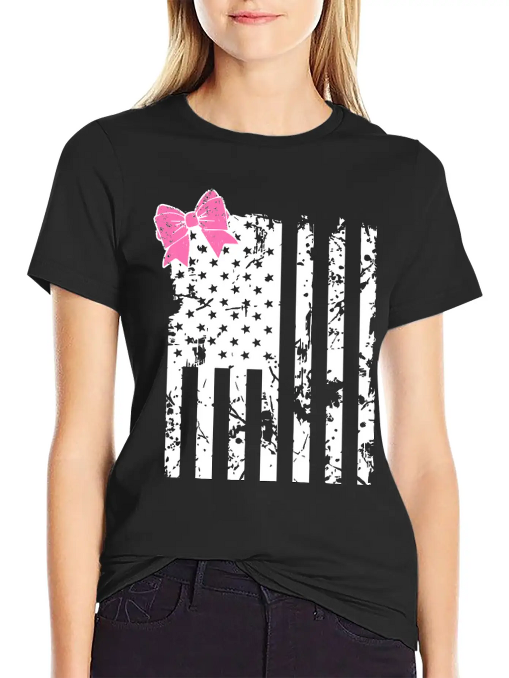 American Flag Bow Lightweight Cotton T-Shirt – Daily Comfort Graphic Shirt