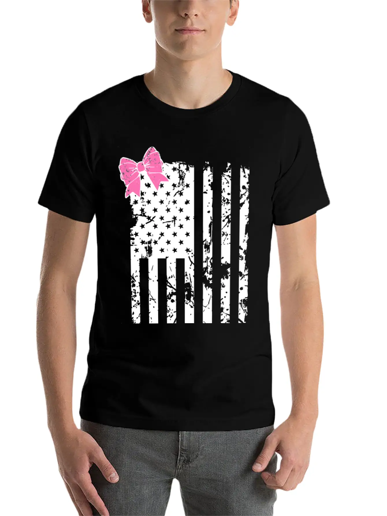 American Flag Bow Lightweight Cotton T-Shirt – Daily Comfort Graphic Shirt