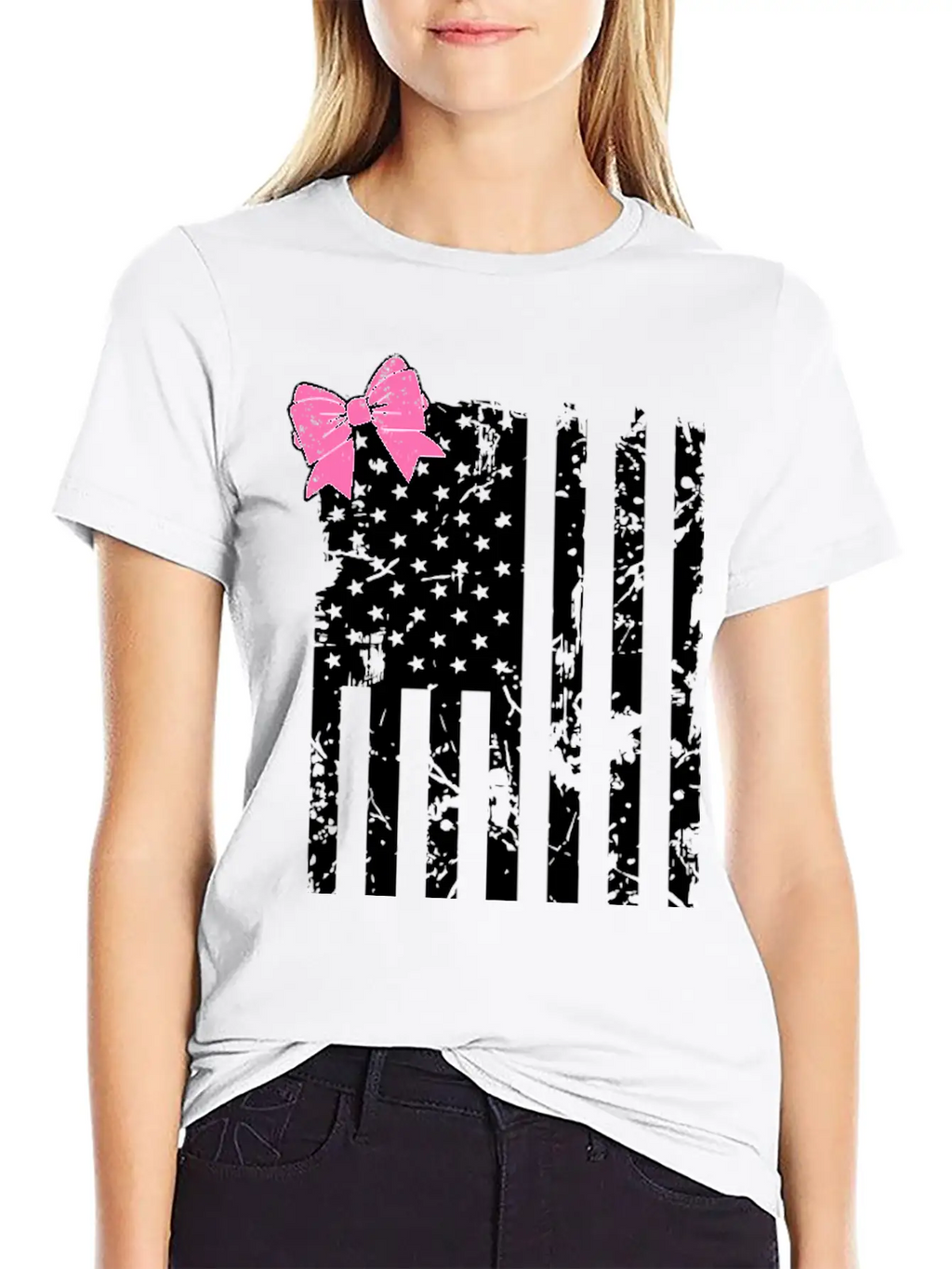 American Flag Bow Lightweight Cotton T-Shirt – Daily Comfort Graphic Shirt