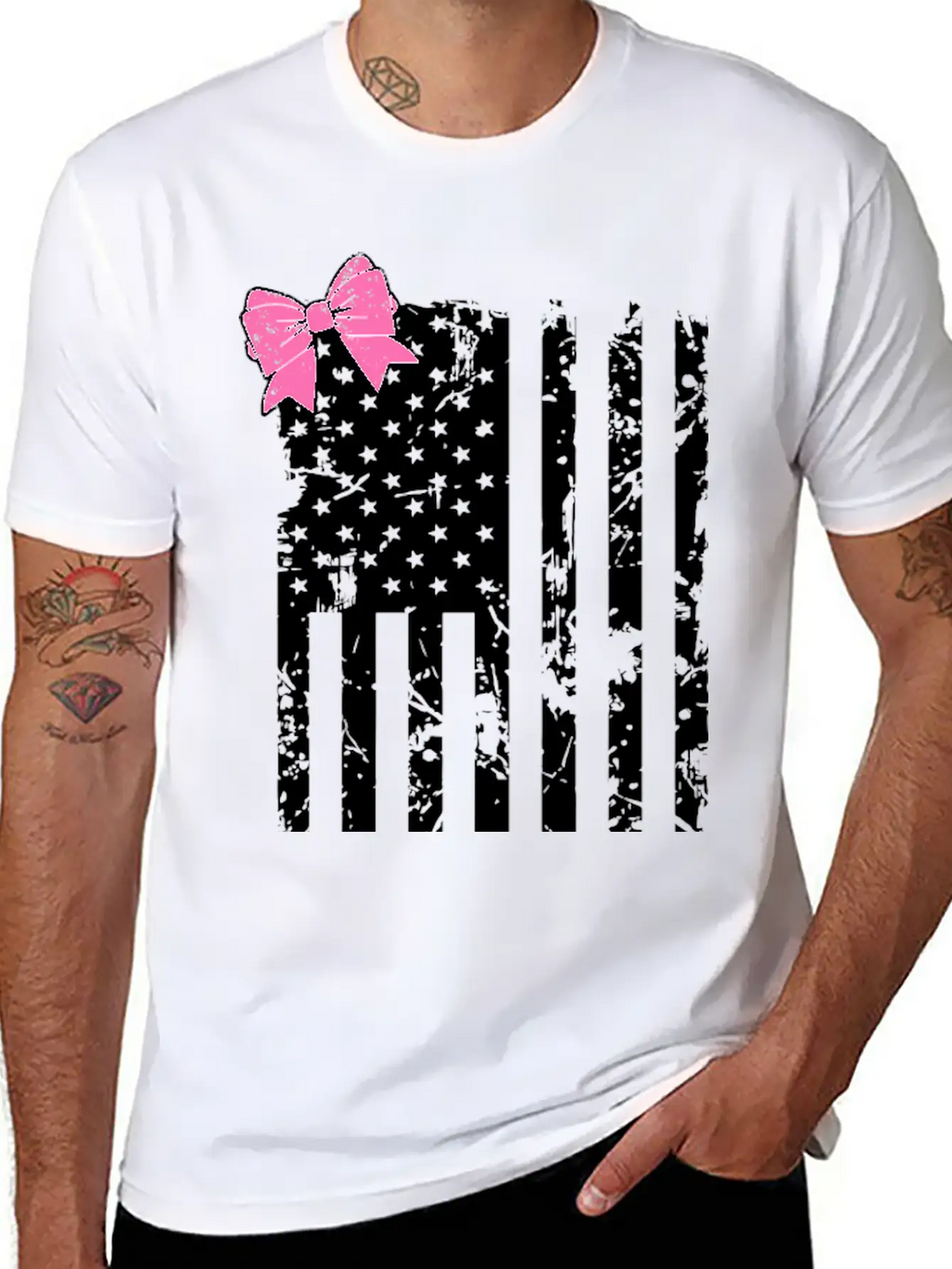 American Flag Bow Lightweight Cotton T-Shirt – Daily Comfort Graphic Shirt