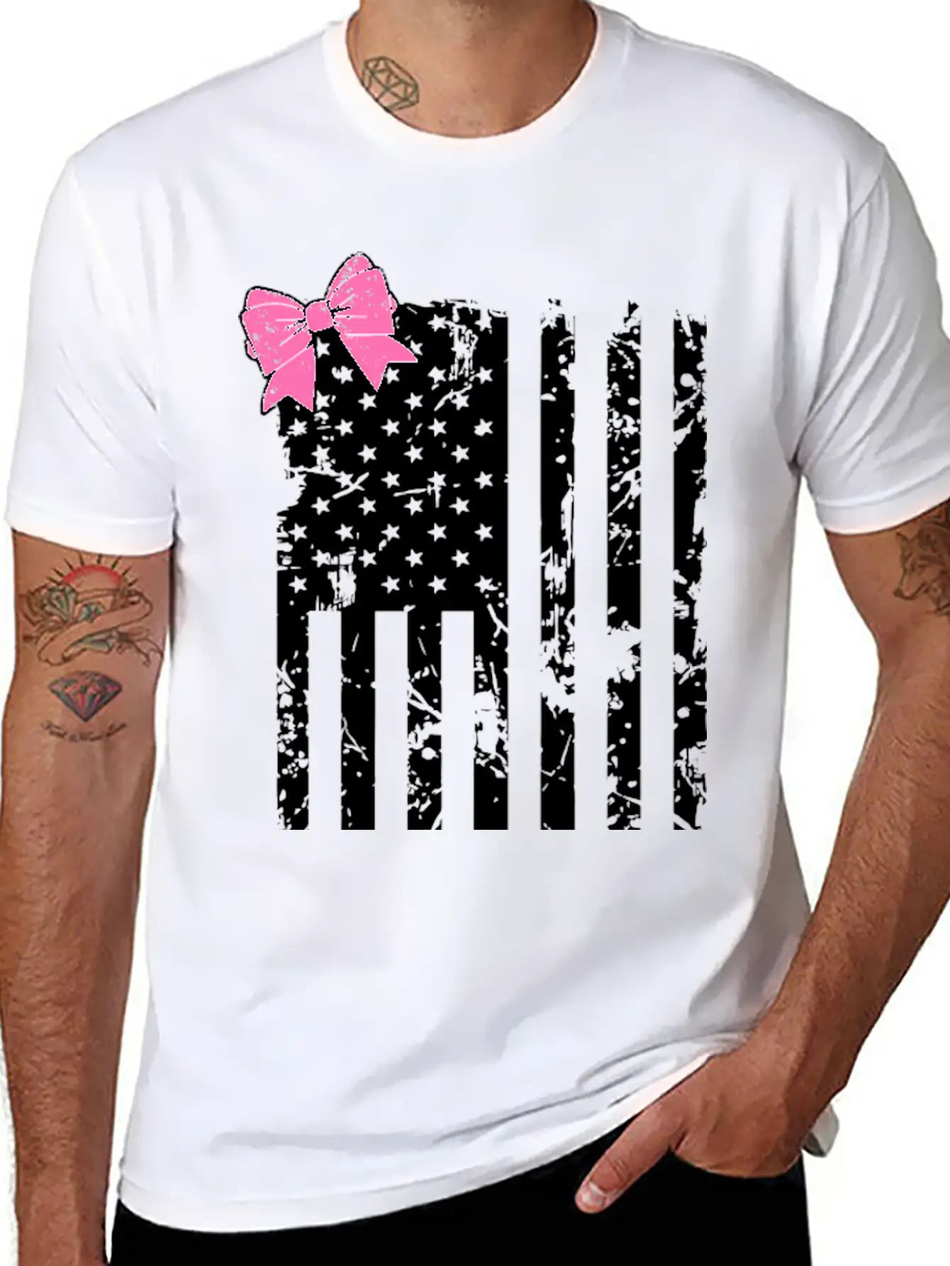 American Flag Bow Lightweight Cotton T-Shirt – Daily Comfort Graphic Shirt
