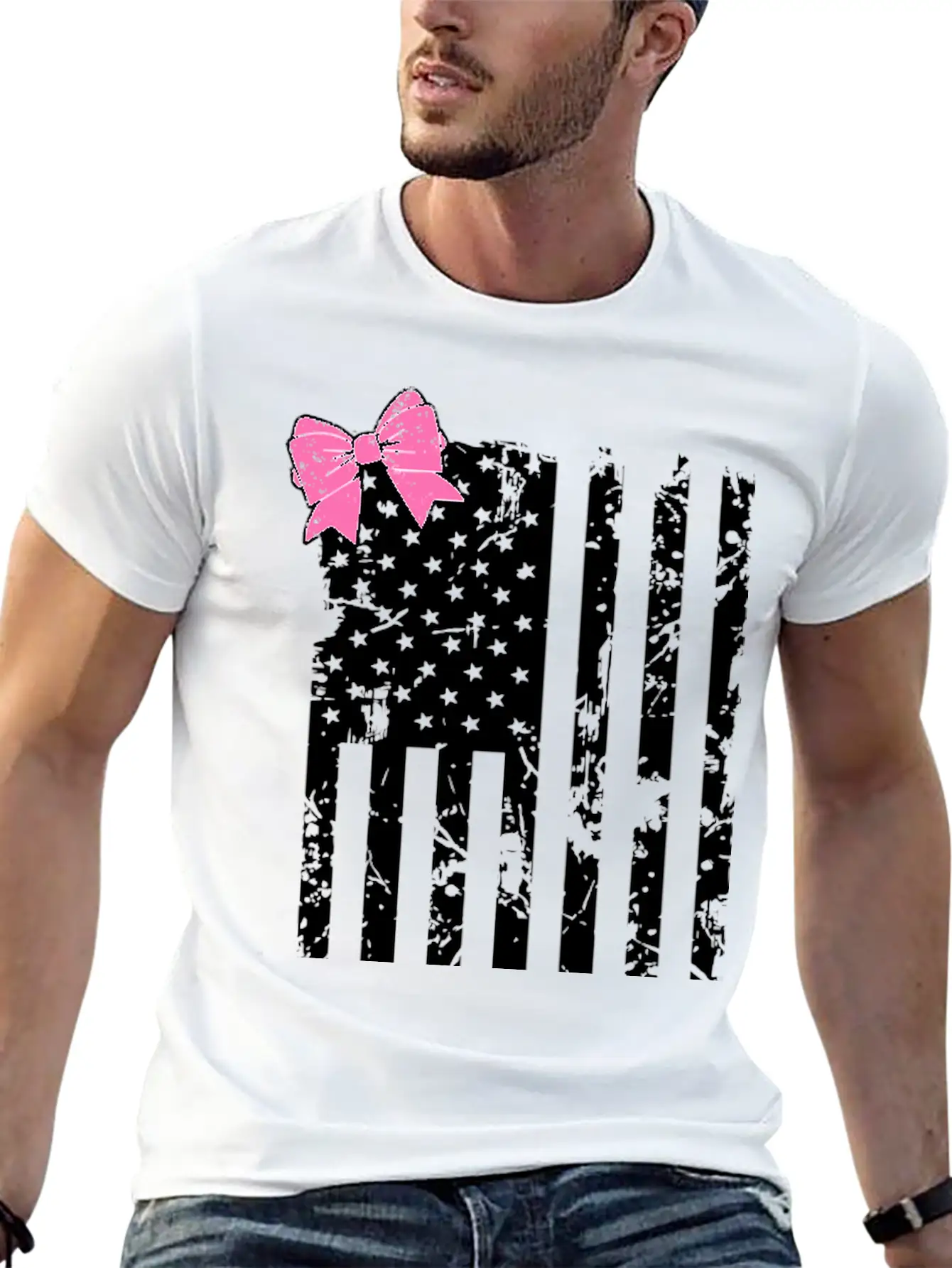 American Flag Bow Lightweight Cotton T-Shirt – Daily Comfort Graphic Shirt