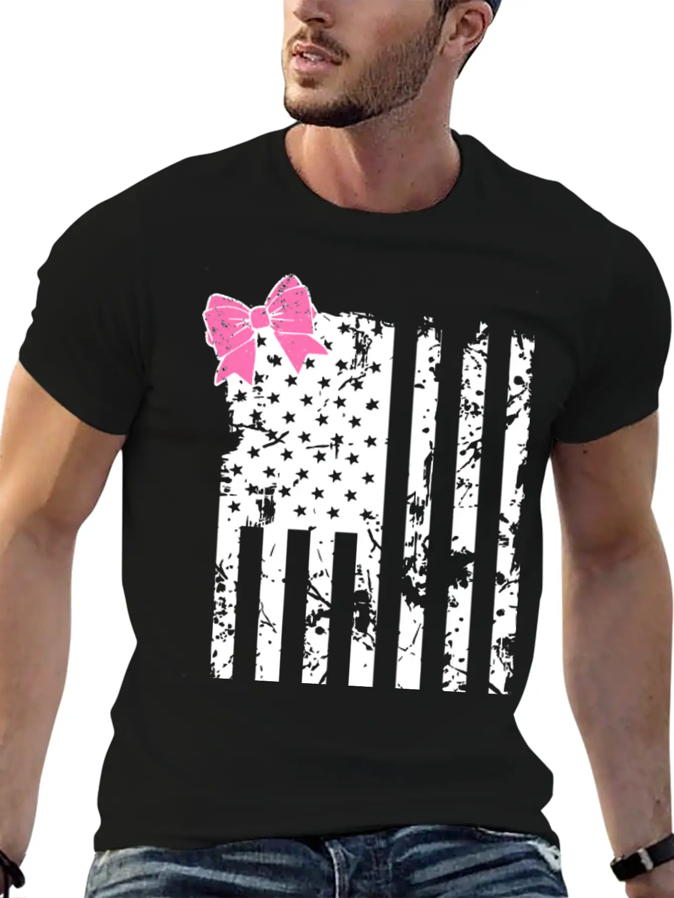 American Flag Bow Lightweight Cotton T-Shirt – Daily Comfort Graphic Shirt