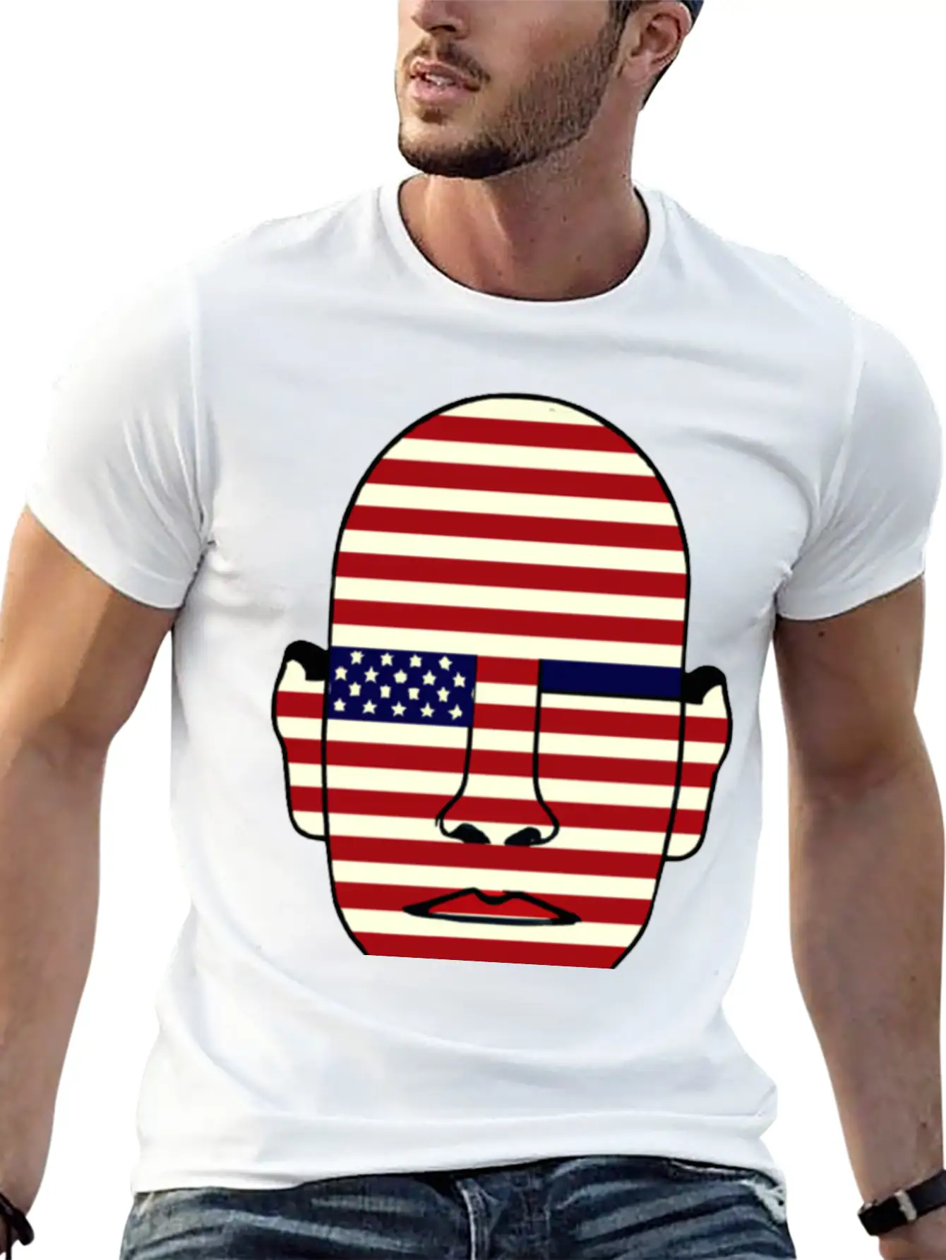 American Flag Face Basic Graphic T-Shirt – Daily Comfort In Soft Cotton