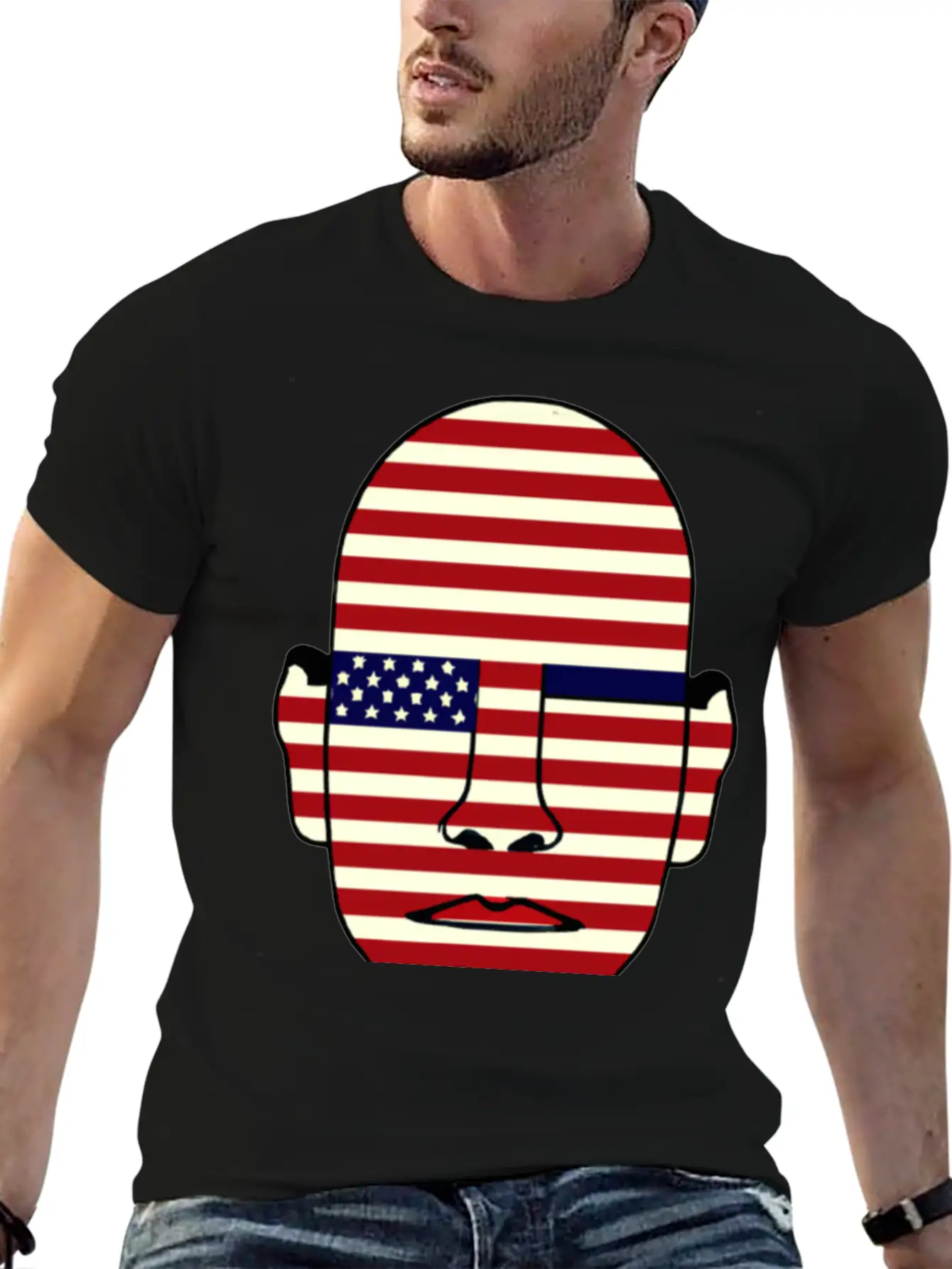 American Flag Face Basic Graphic T-Shirt – Daily Comfort In Soft Cotton