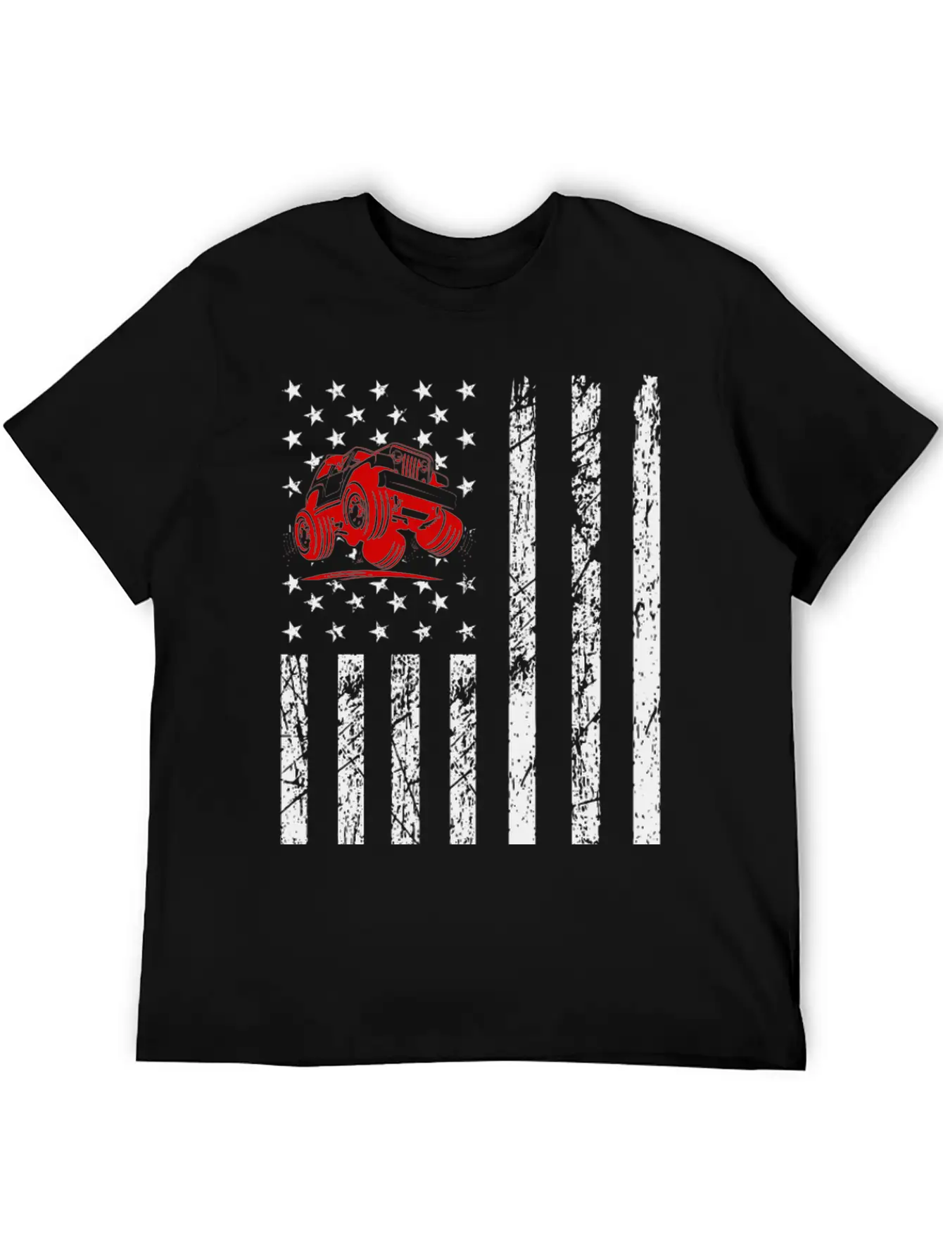 American Flag Jeep Classic Fit Graphic Tee For Daily Comfort – Unisex Cotton Shirt