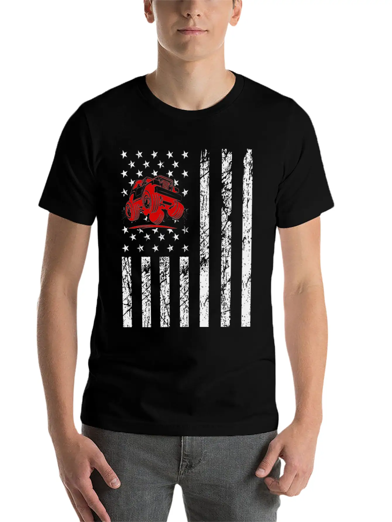 American Flag Jeep Classic Fit Graphic Tee For Daily Comfort – Unisex Cotton Shirt