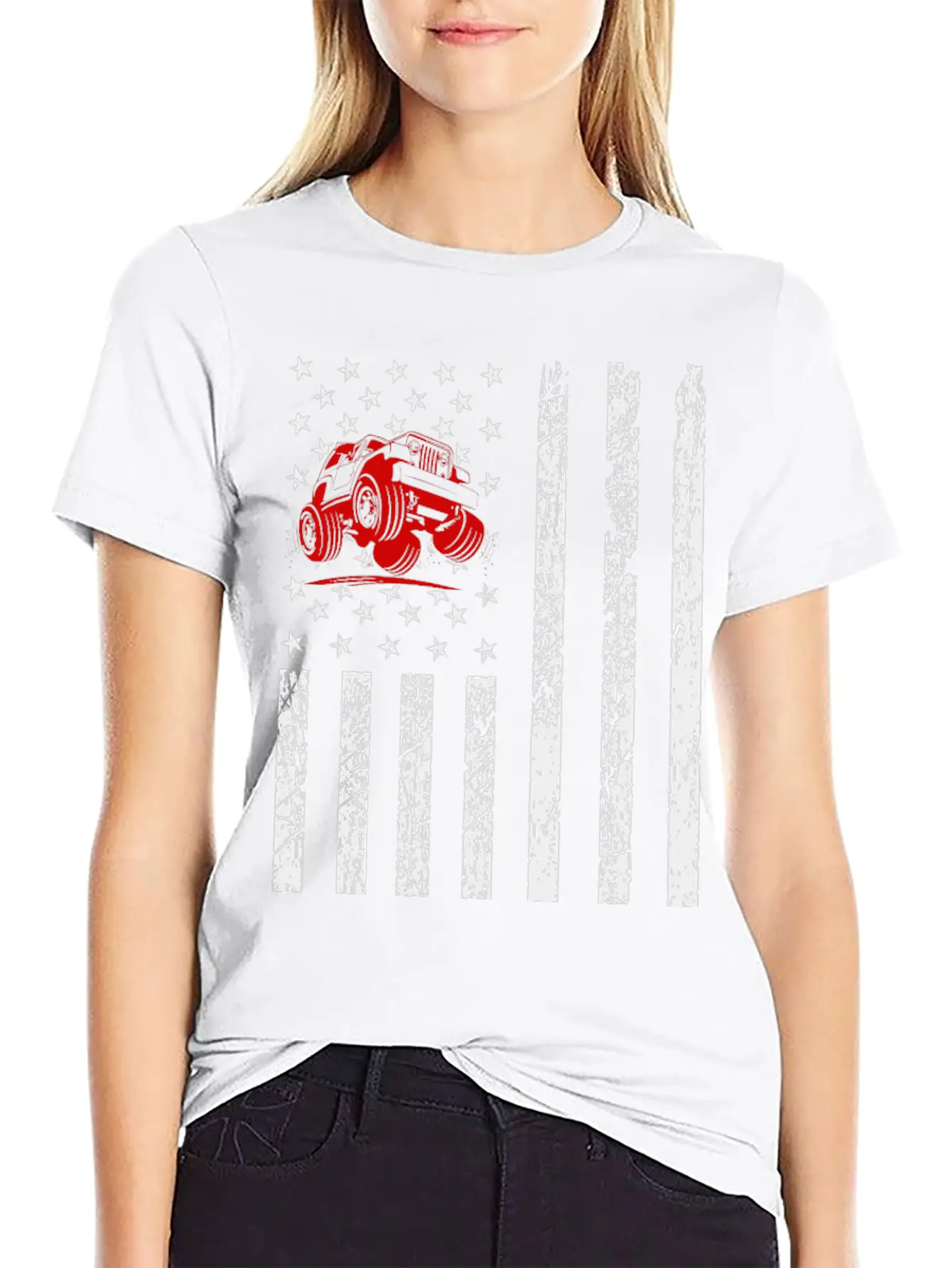 American Flag Jeep Classic Fit Graphic Tee For Daily Comfort – Unisex Cotton Shirt