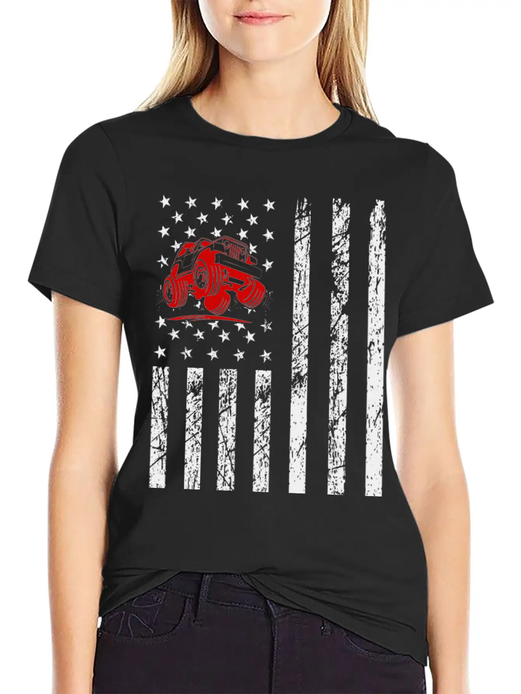 American Flag Jeep Classic Fit Graphic Tee For Daily Comfort – Unisex Cotton Shirt
