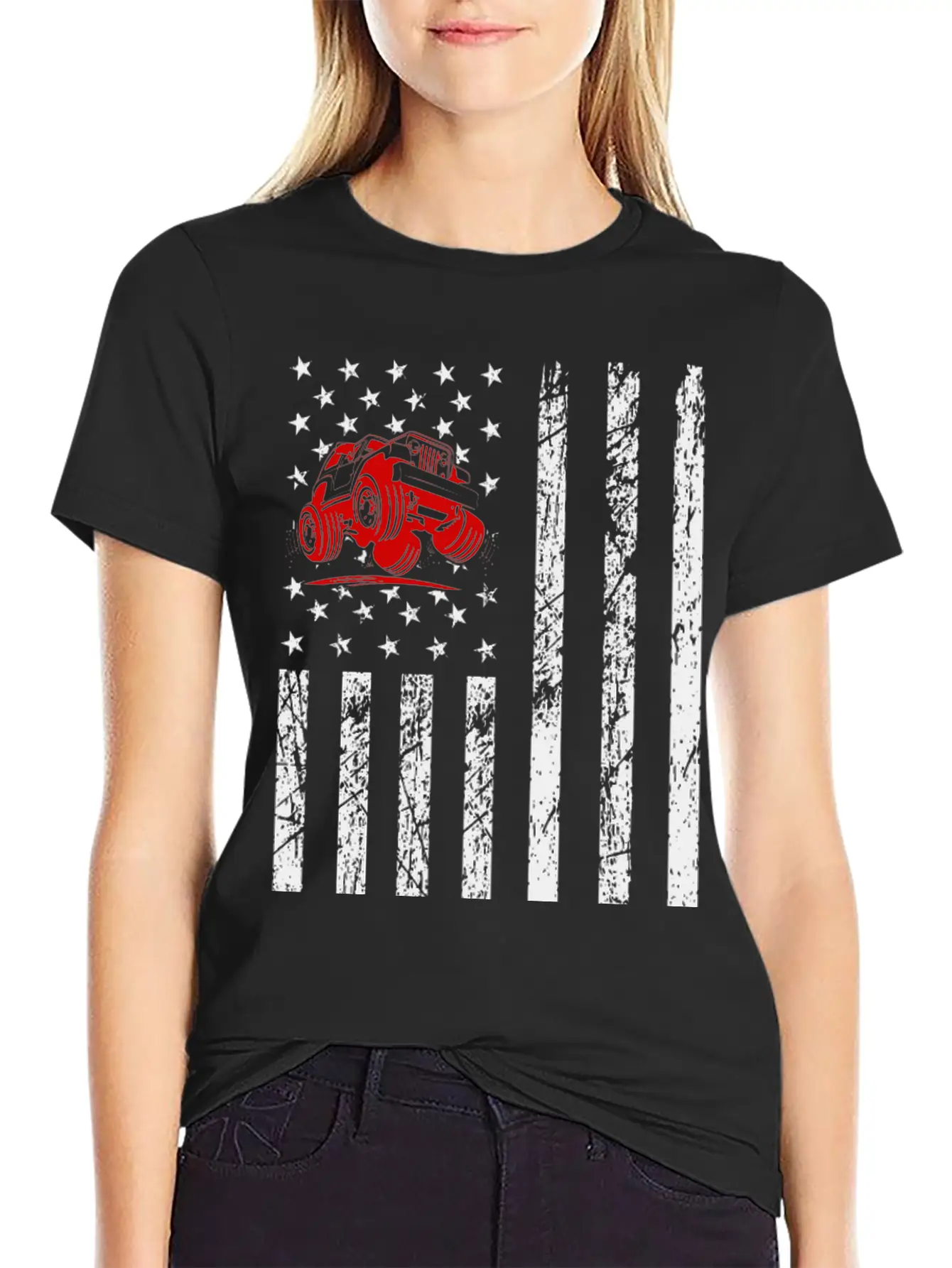 American Flag Jeep Classic Fit Graphic Tee For Daily Comfort – Unisex Cotton Shirt
