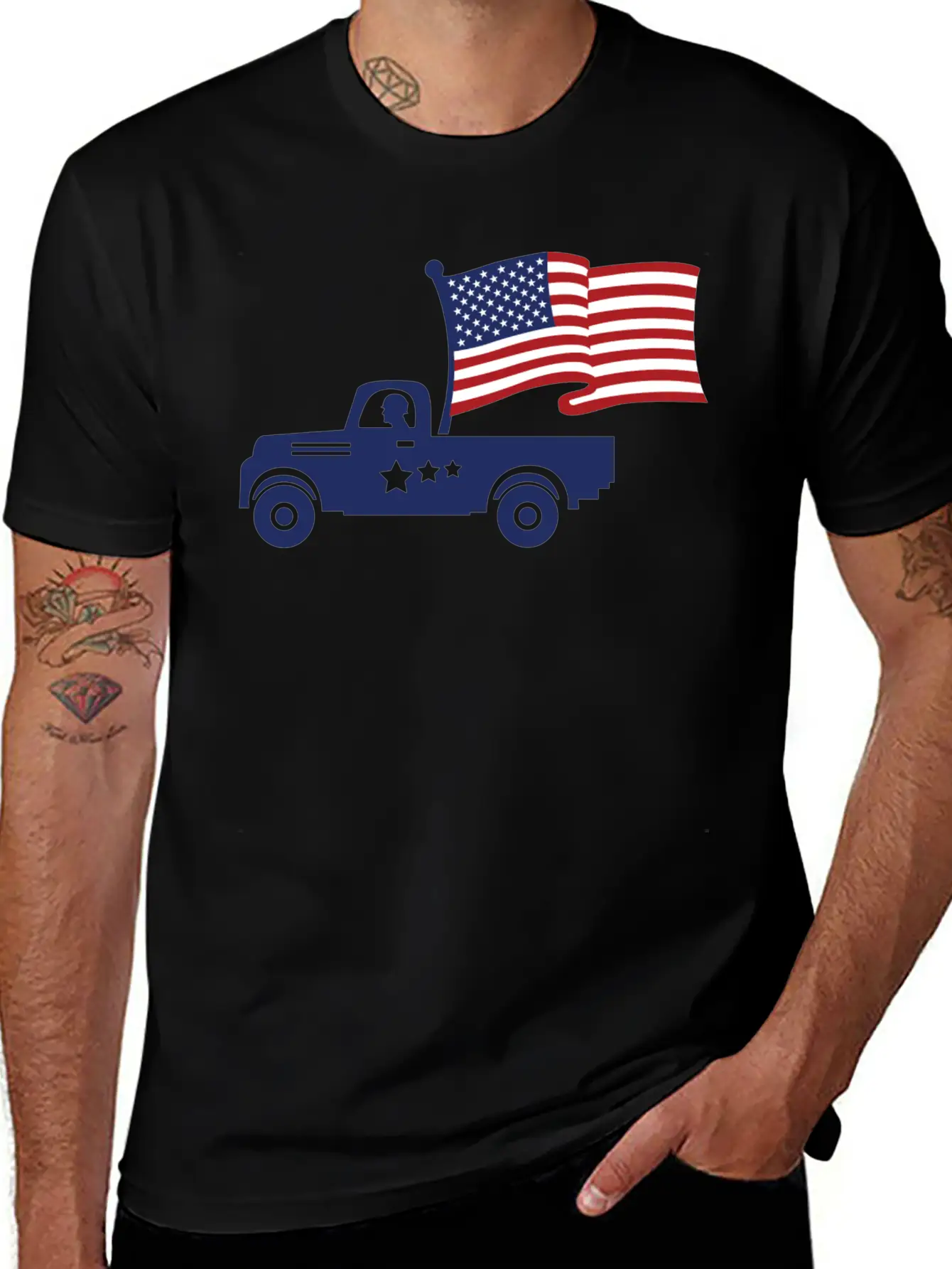American Flag Military Vehicle -Veteran Proud Timeless Short Sleeve Tee – Comfy And Minimalist Design