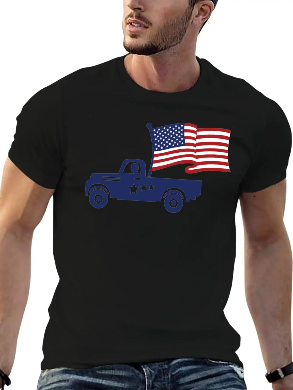 American Flag Military Vehicle -Veteran Proud Timeless Short Sleeve Tee – Comfy And Minimalist Design