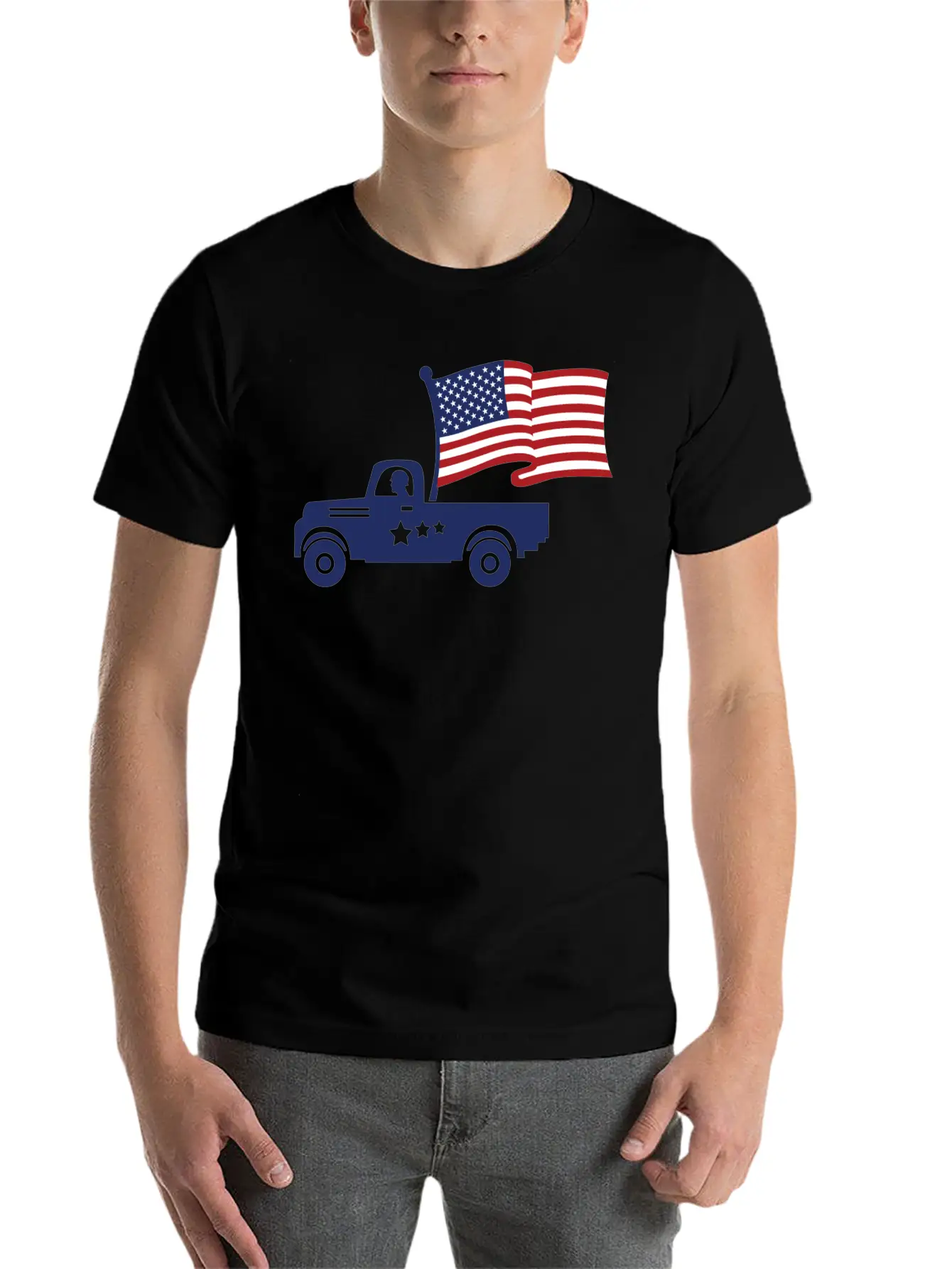 American Flag Military Vehicle -Veteran Proud Timeless Short Sleeve Tee – Comfy And Minimalist Design