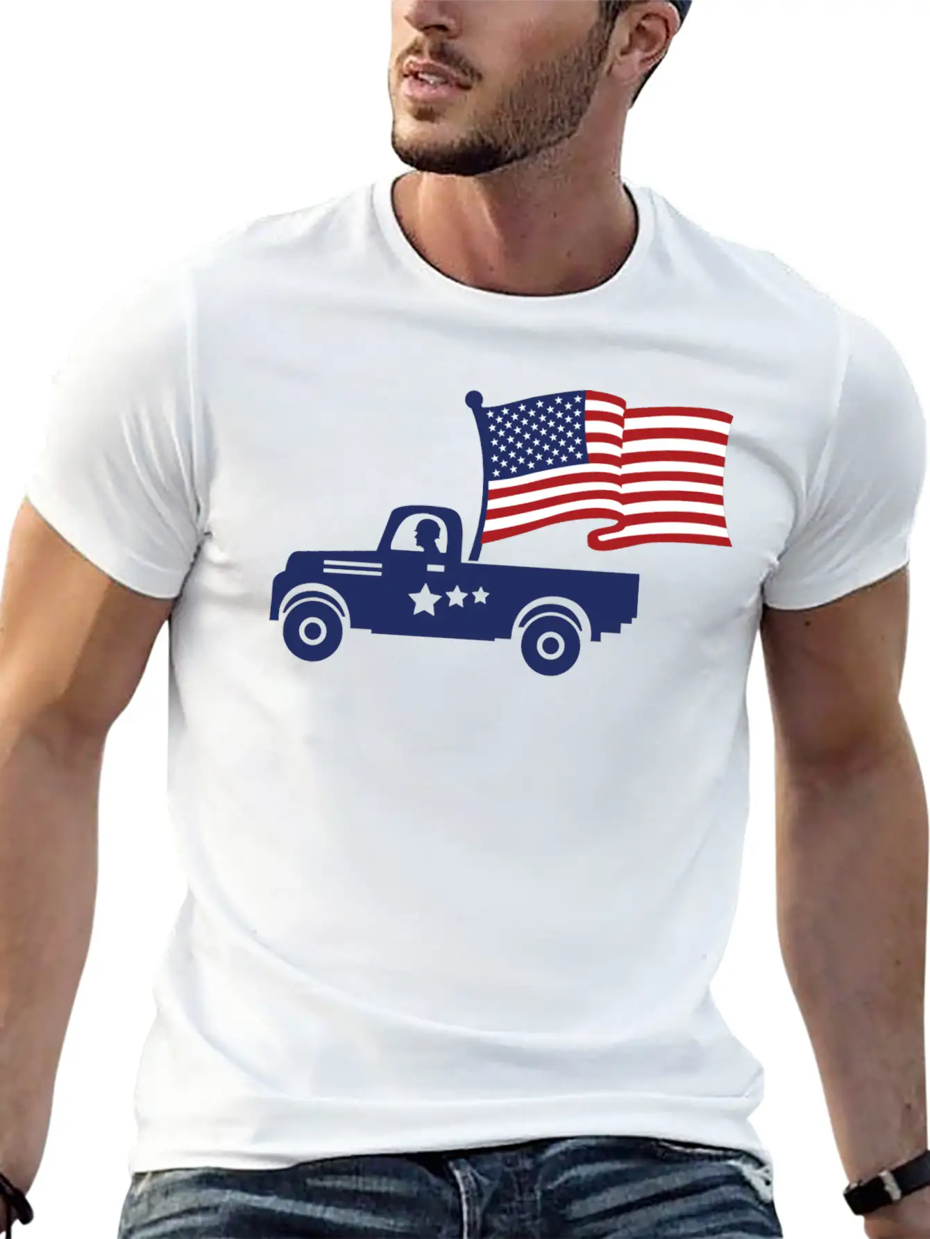 American Flag Military Vehicle -Veteran Proud Timeless Short Sleeve Tee – Comfy And Minimalist Design