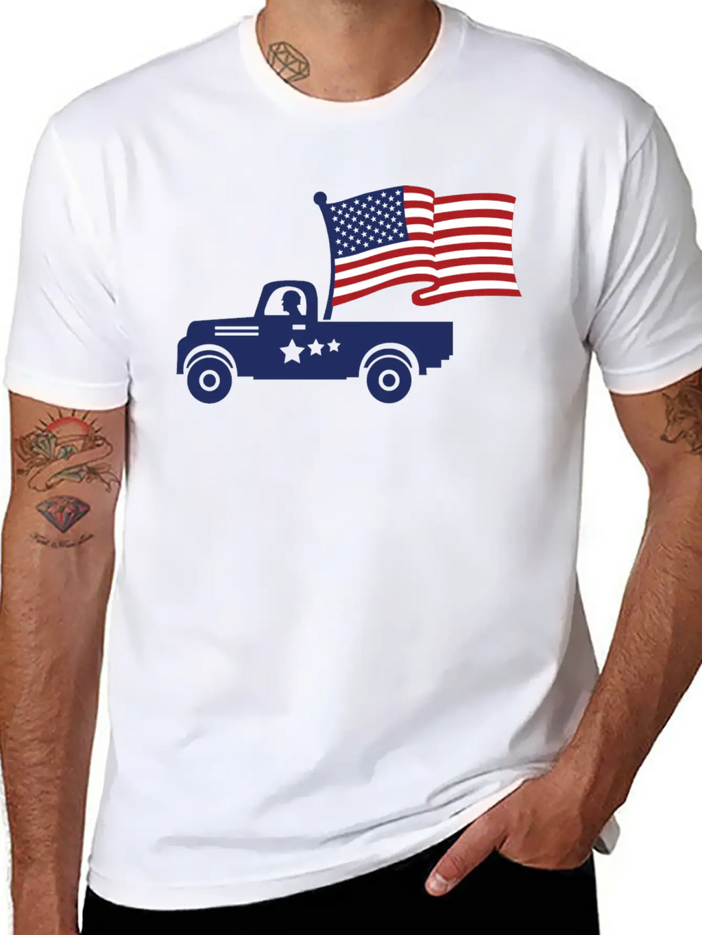 American Flag Military Vehicle -Veteran Proud Timeless Short Sleeve Tee – Comfy And Minimalist Design