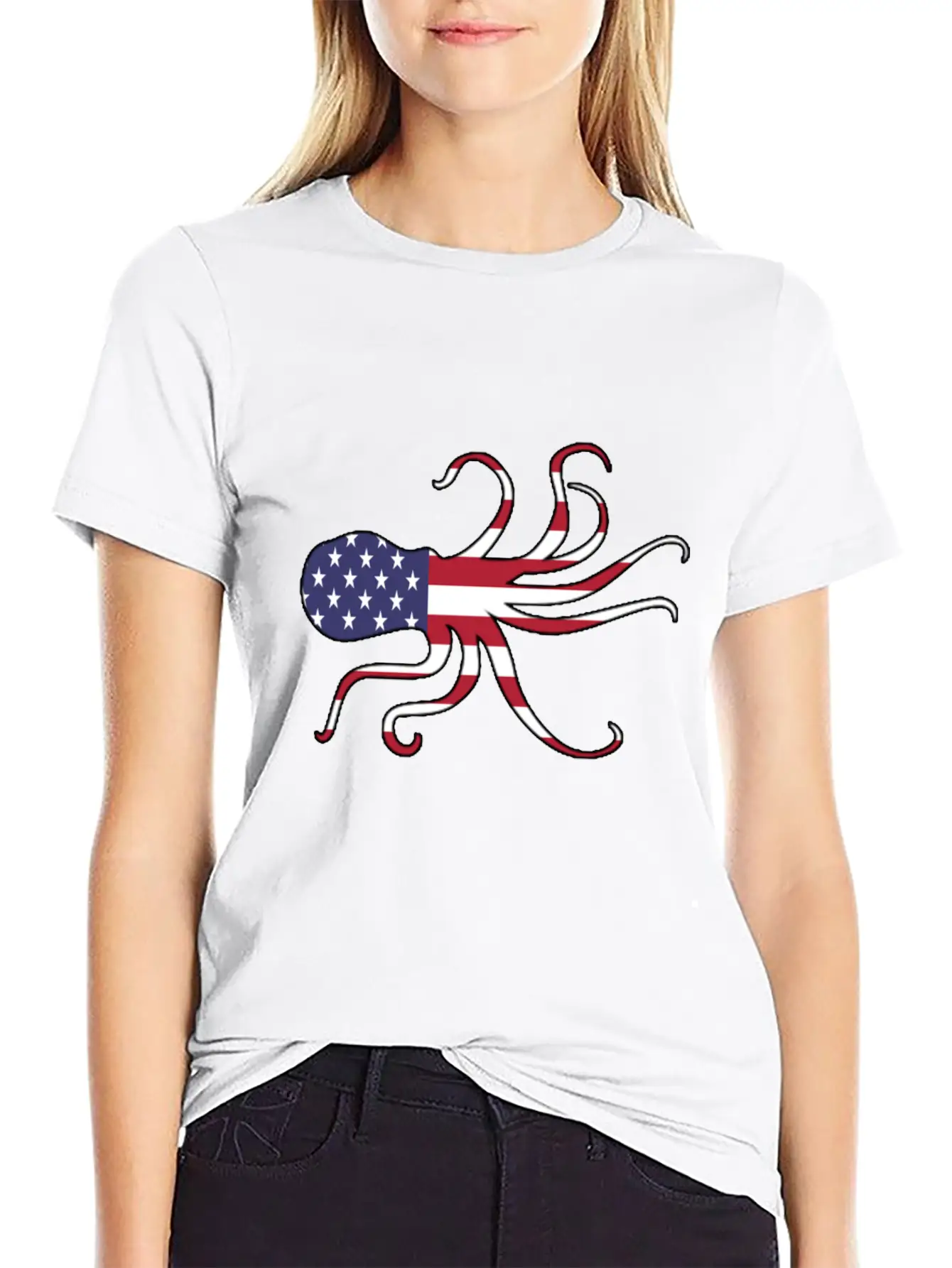 American Flag Octopus Happy 4th Of July Basic Graphic T-Shirt – Daily Comfort In Soft Cotton