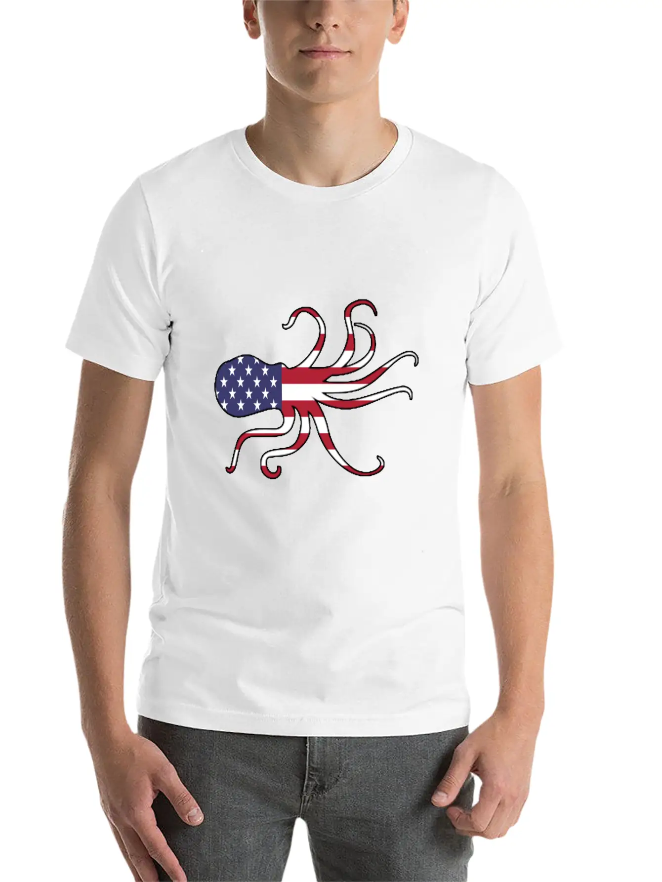 American Flag Octopus Happy 4th Of July Basic Graphic T-Shirt – Daily Comfort In Soft Cotton