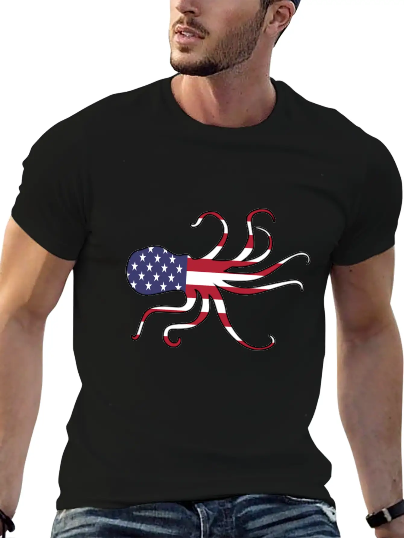 American Flag Octopus Happy 4th Of July Basic Graphic T-Shirt – Daily Comfort In Soft Cotton