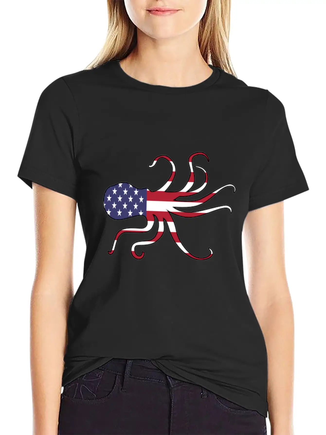 American Flag Octopus Happy 4th Of July Basic Graphic T-Shirt – Daily Comfort In Soft Cotton