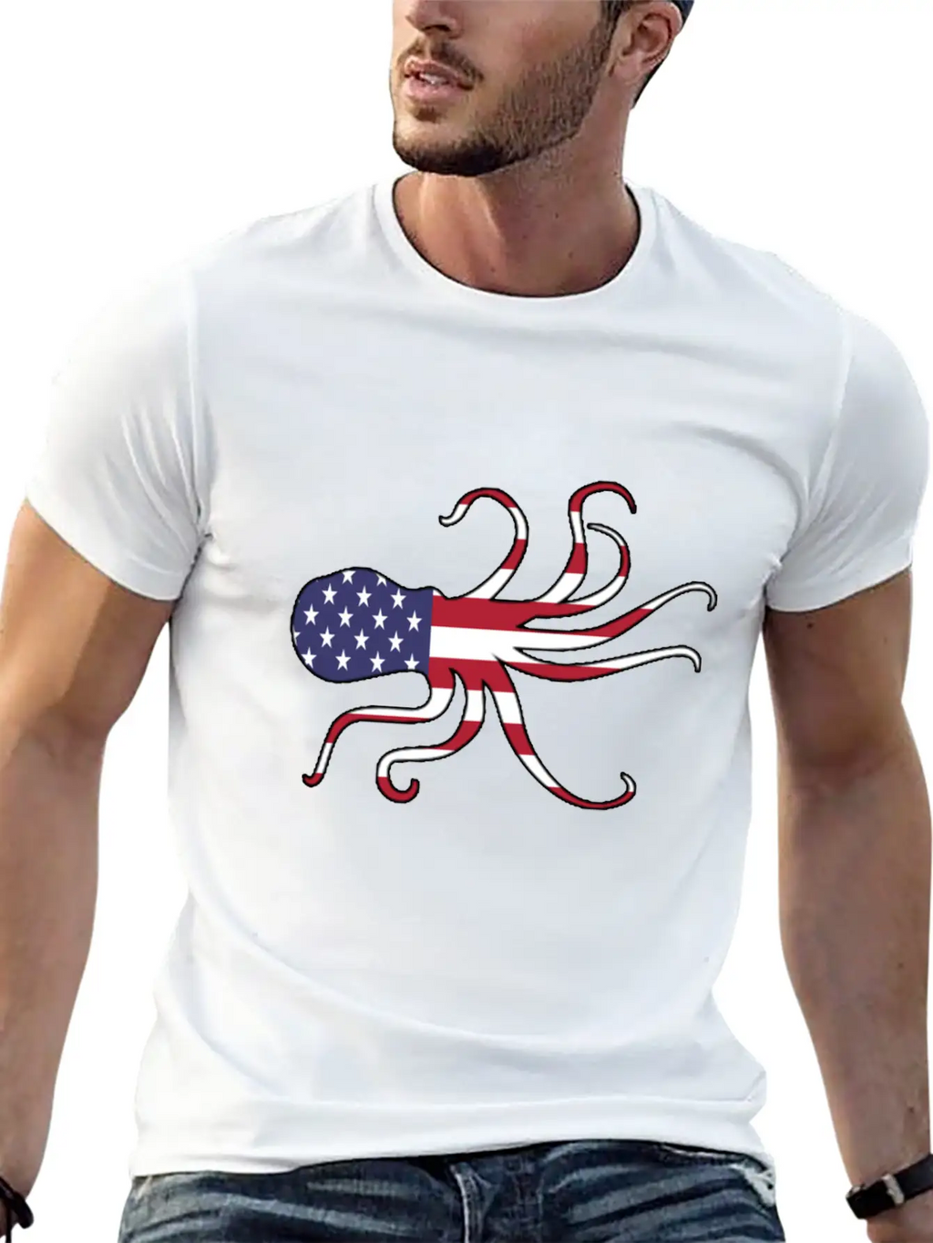 American Flag Octopus Happy 4th Of July Basic Graphic T-Shirt – Daily Comfort In Soft Cotton