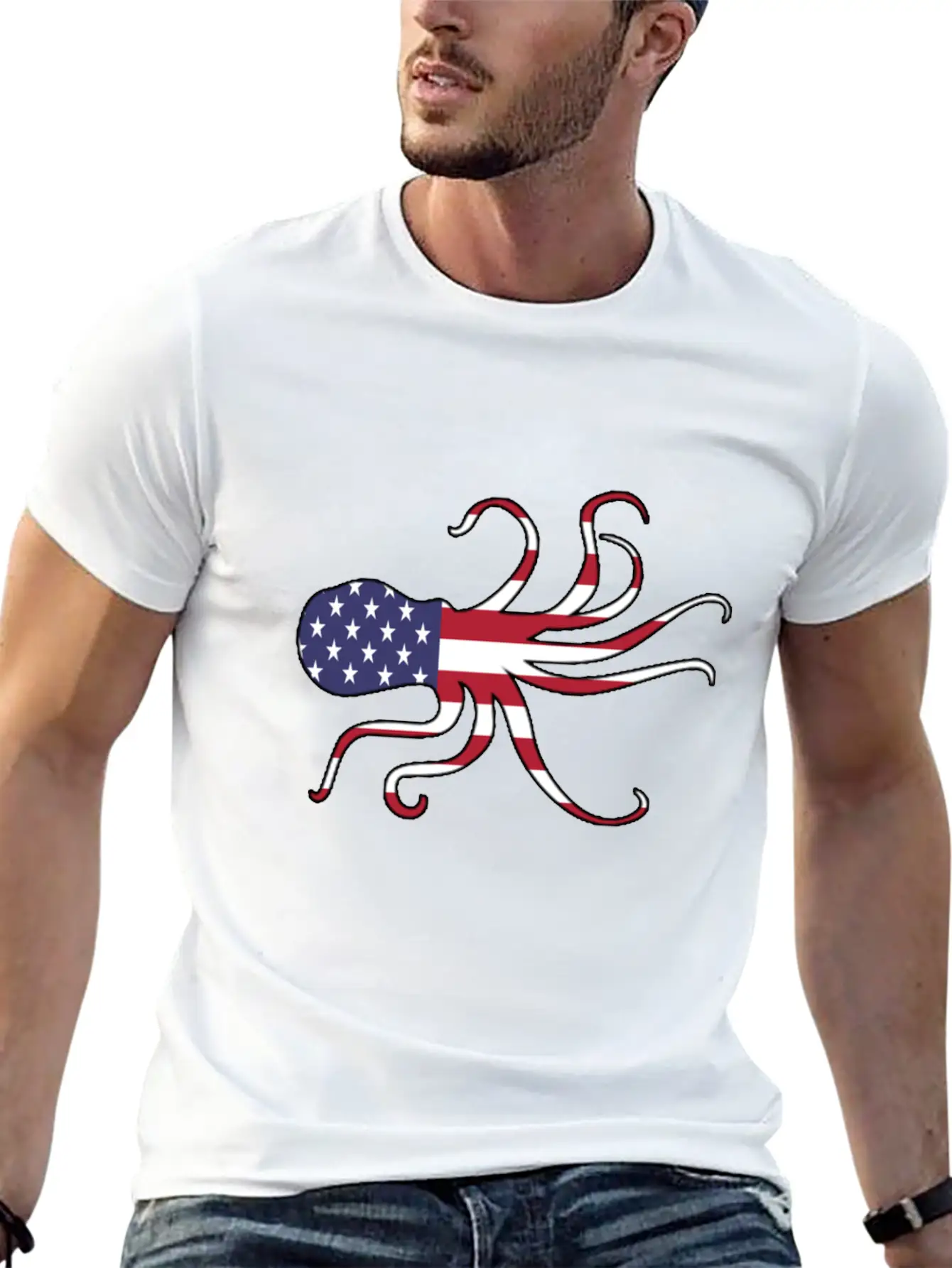 American Flag Octopus Happy 4th Of July Basic Graphic T-Shirt – Daily Comfort In Soft Cotton