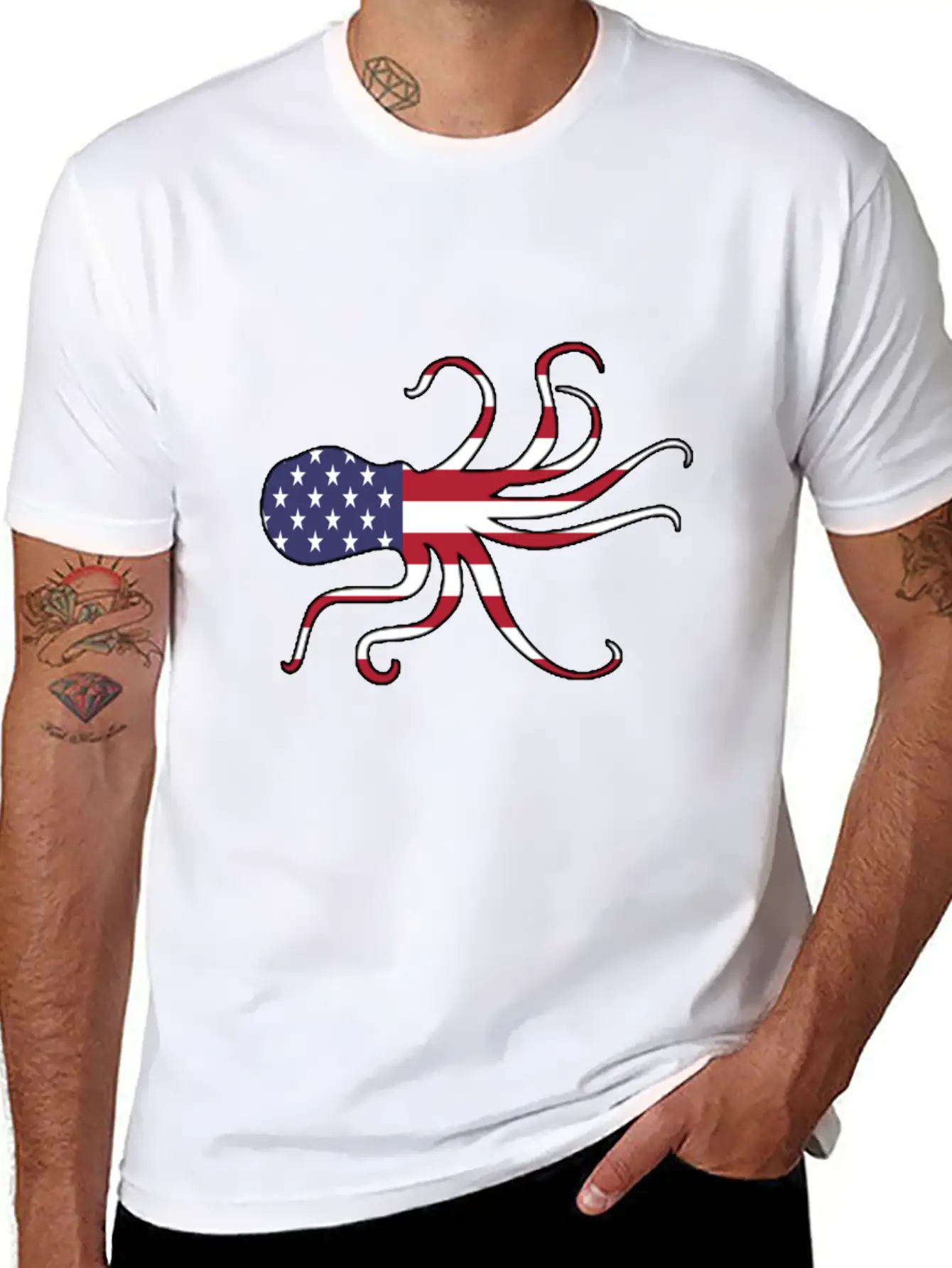 American Flag Octopus Happy 4th Of July Basic Graphic T-Shirt – Daily Comfort In Soft Cotton