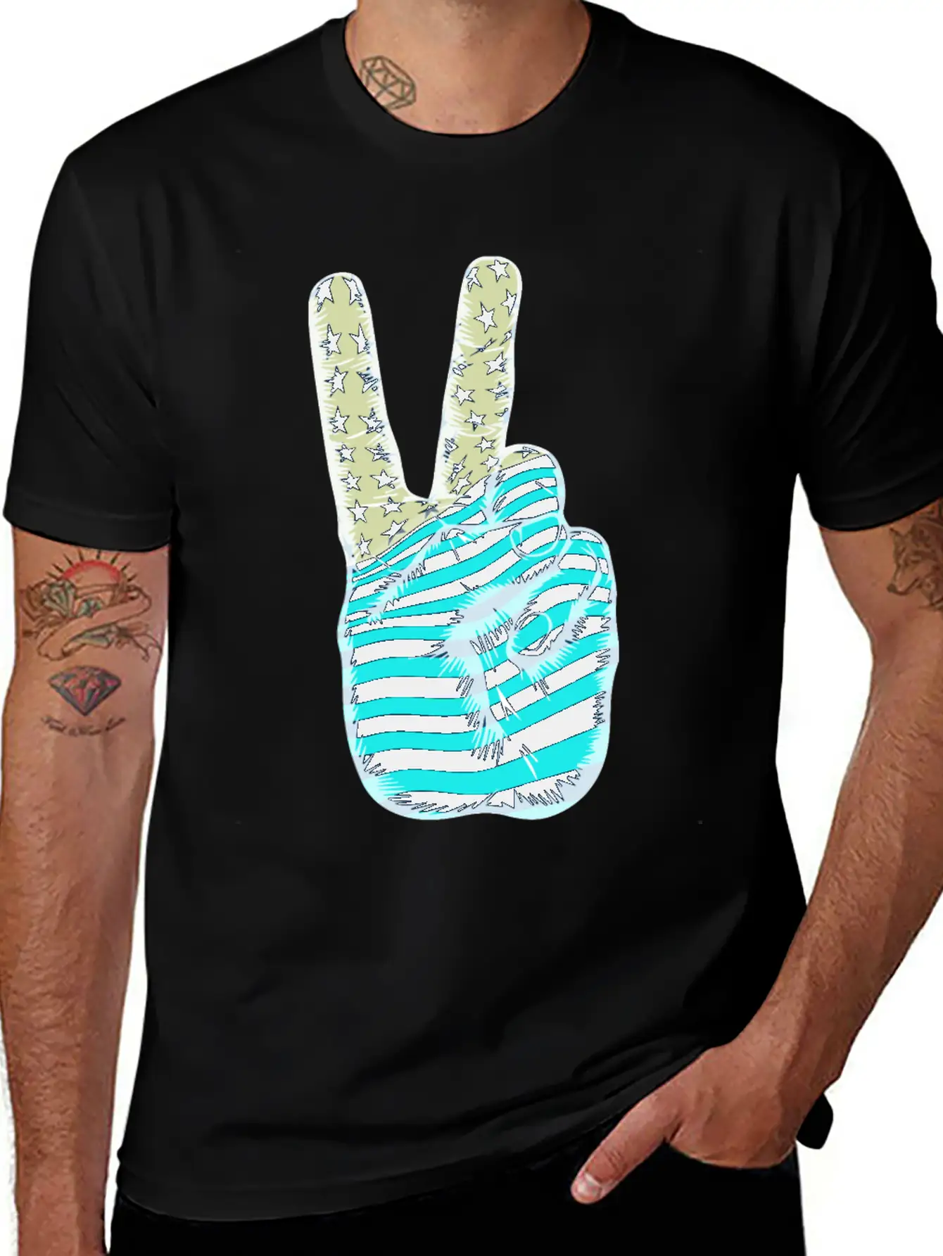 American Flag Peace Sign V Victory Hand Breathable Graphic T-Shirt – Perfect For Casual Days
