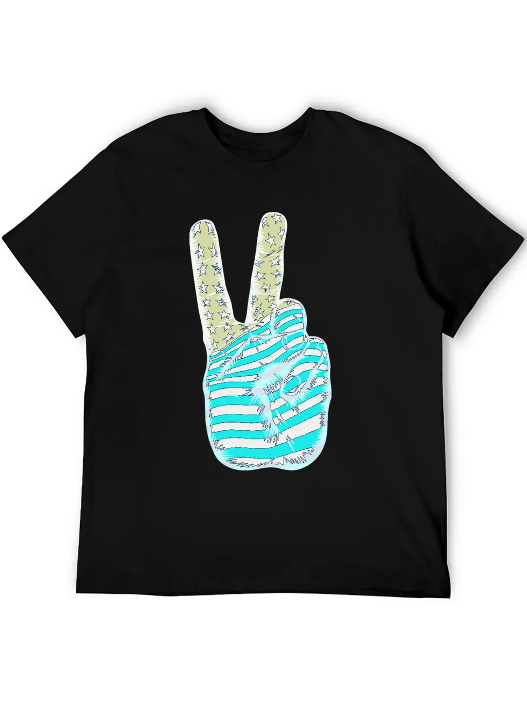American Flag Peace Sign V Victory Hand Breathable Graphic T-Shirt – Perfect For Casual Days