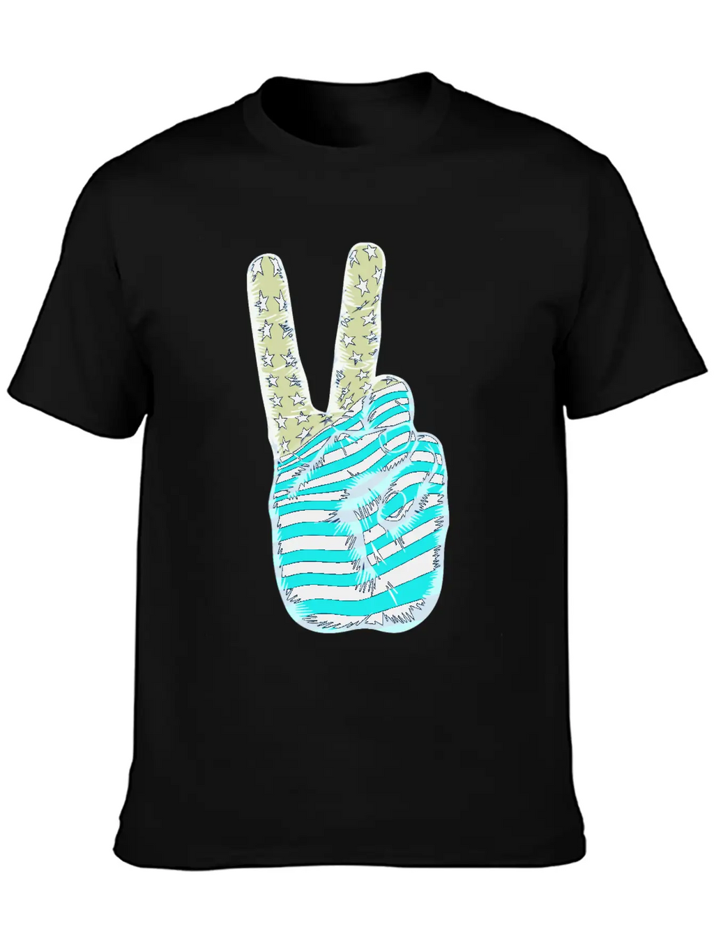 American Flag Peace Sign V Victory Hand Breathable Graphic T-Shirt – Perfect For Casual Days