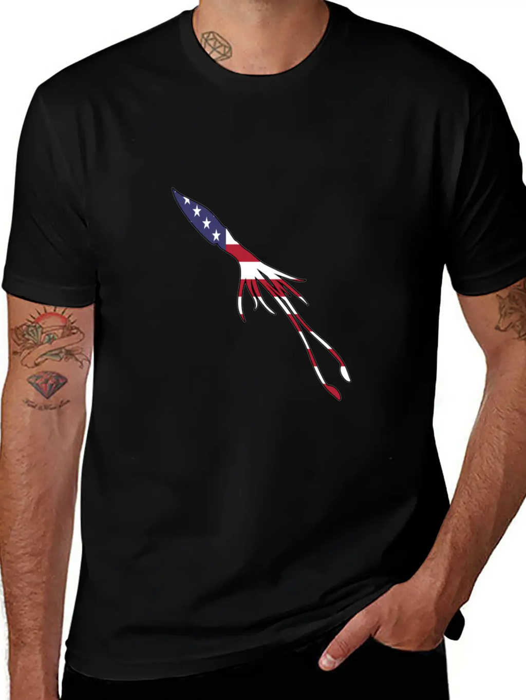 American Flag Squid Happy 4th Of July Basic Graphic T-Shirt – Daily Comfort In Soft Cotton