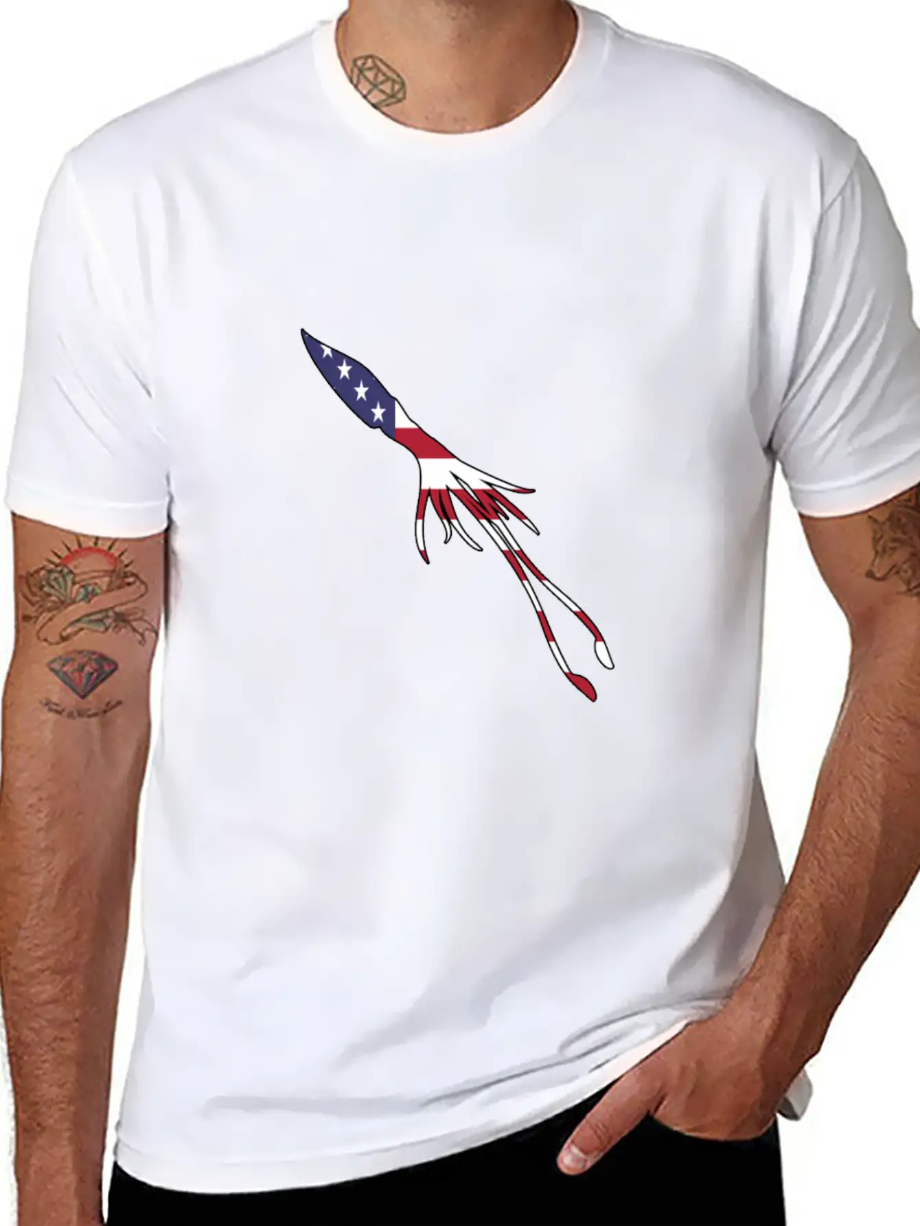 American Flag Squid Happy 4th Of July Basic Graphic T-Shirt – Daily Comfort In Soft Cotton