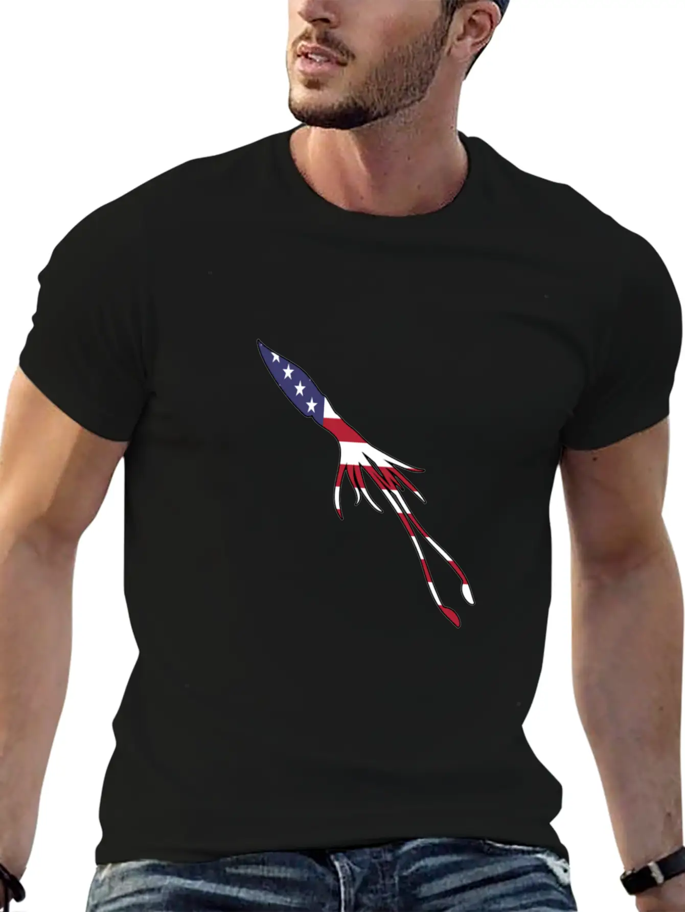 American Flag Squid Happy 4th Of July Basic Graphic T-Shirt – Daily Comfort In Soft Cotton