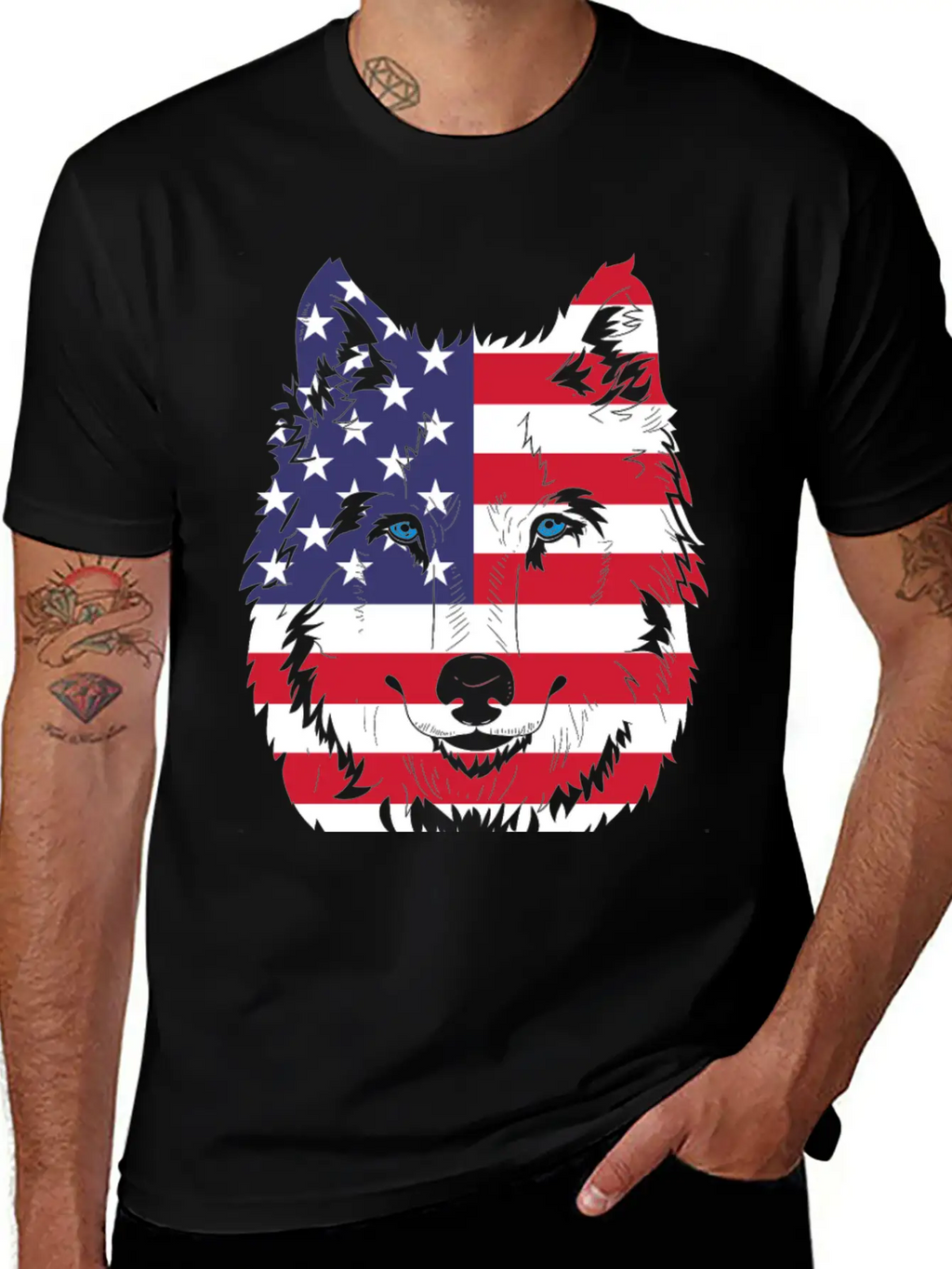 American Flag Wolf Classic Cotton Tee – Unisex Comfort For Any Season