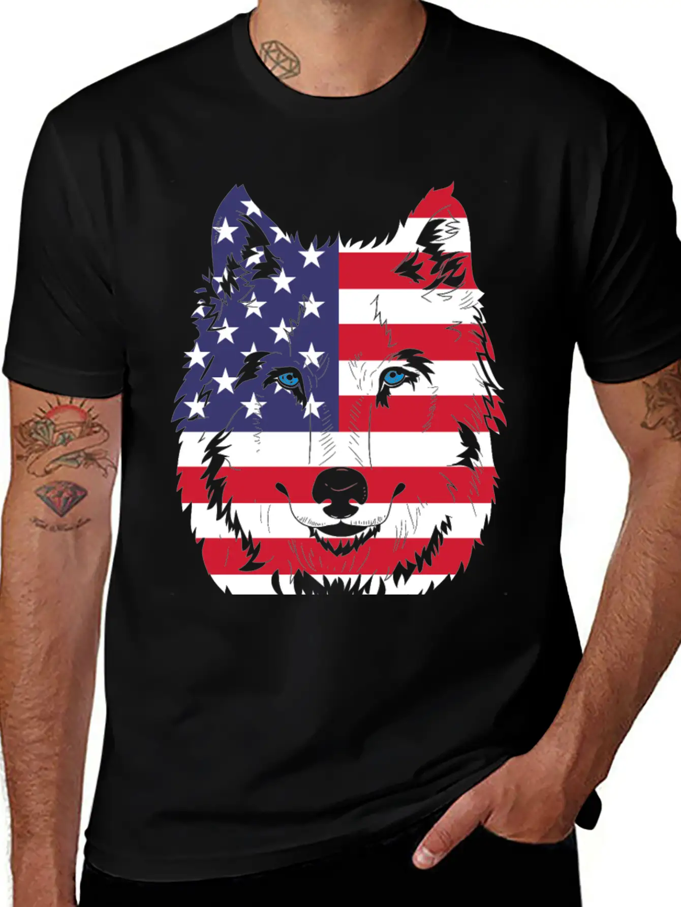 American Flag Wolf Classic Cotton Tee – Unisex Comfort For Any Season