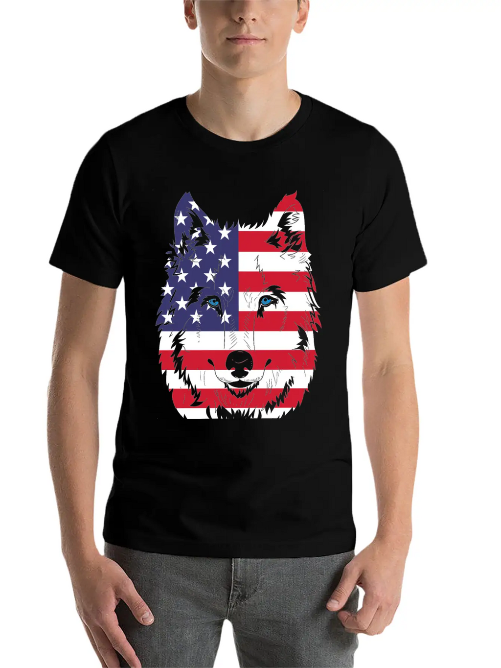 American Flag Wolf Classic Cotton Tee – Unisex Comfort For Any Season