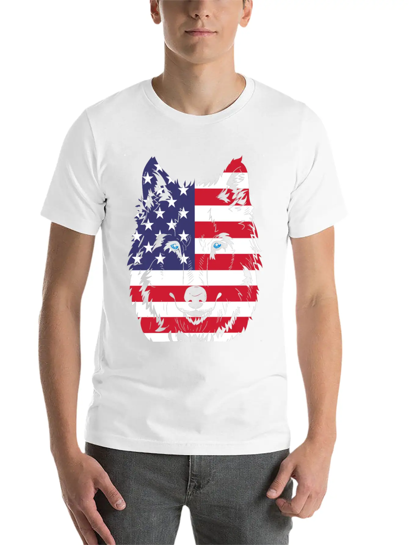 American Flag Wolf Classic Cotton Tee – Unisex Comfort For Any Season