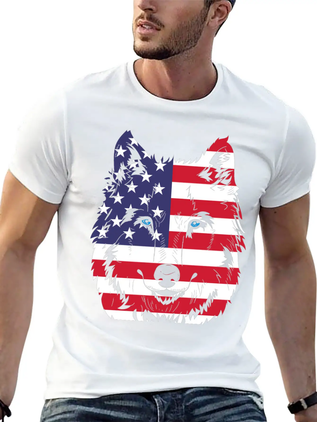 American Flag Wolf Classic Cotton Tee – Unisex Comfort For Any Season