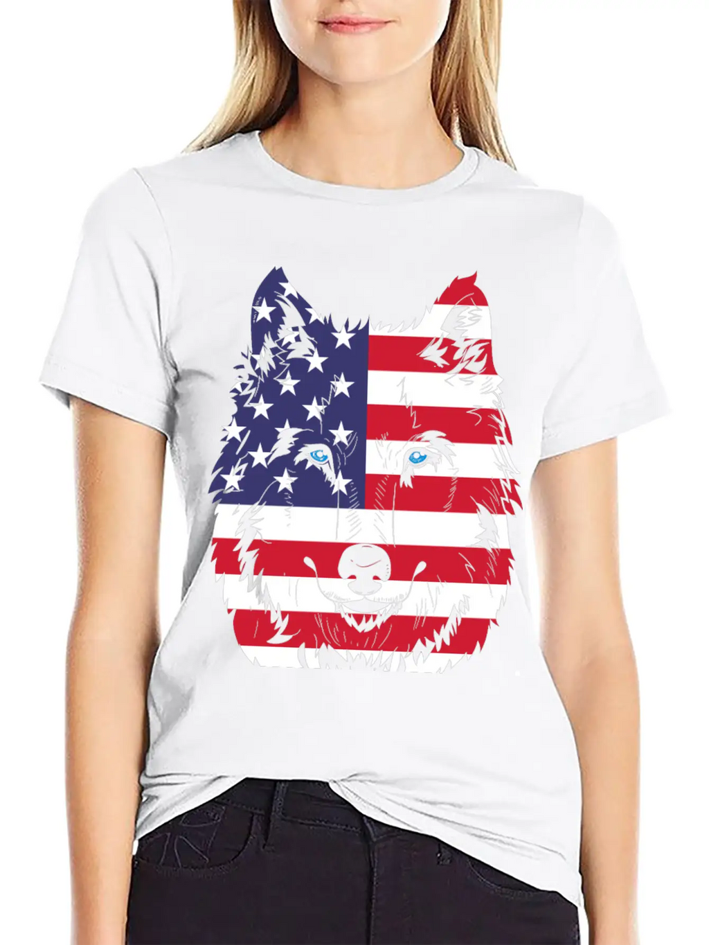 American Flag Wolf Classic Cotton Tee – Unisex Comfort For Any Season